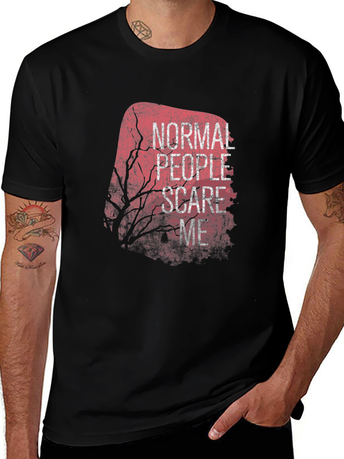 Normal People Scare Me Black Tee