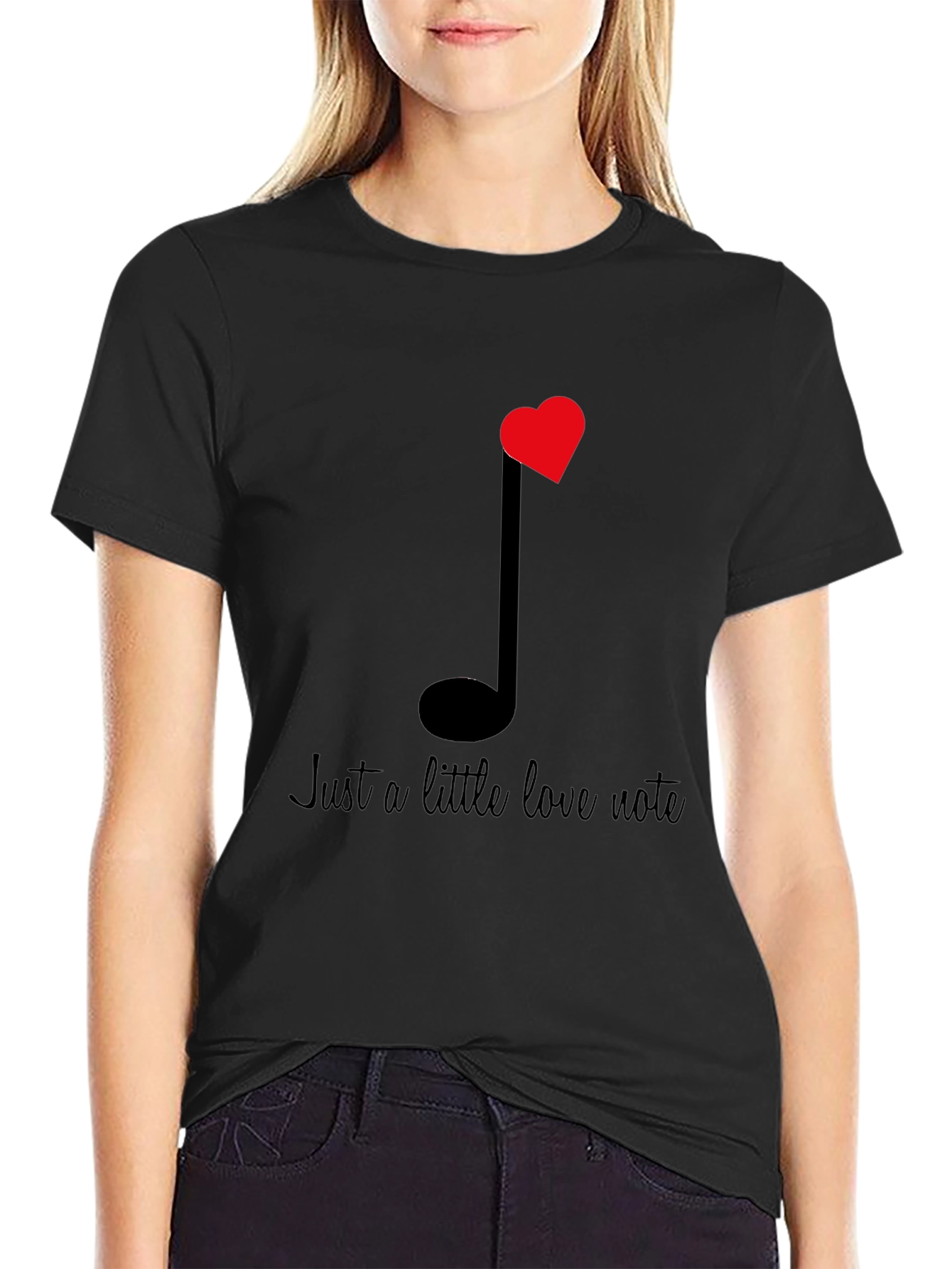 Love Note Graphic Tee - Black Cotton T-Shirt