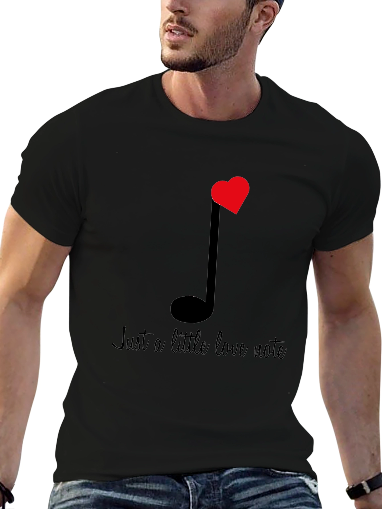 Love Note Graphic Tee - Black Cotton T-Shirt