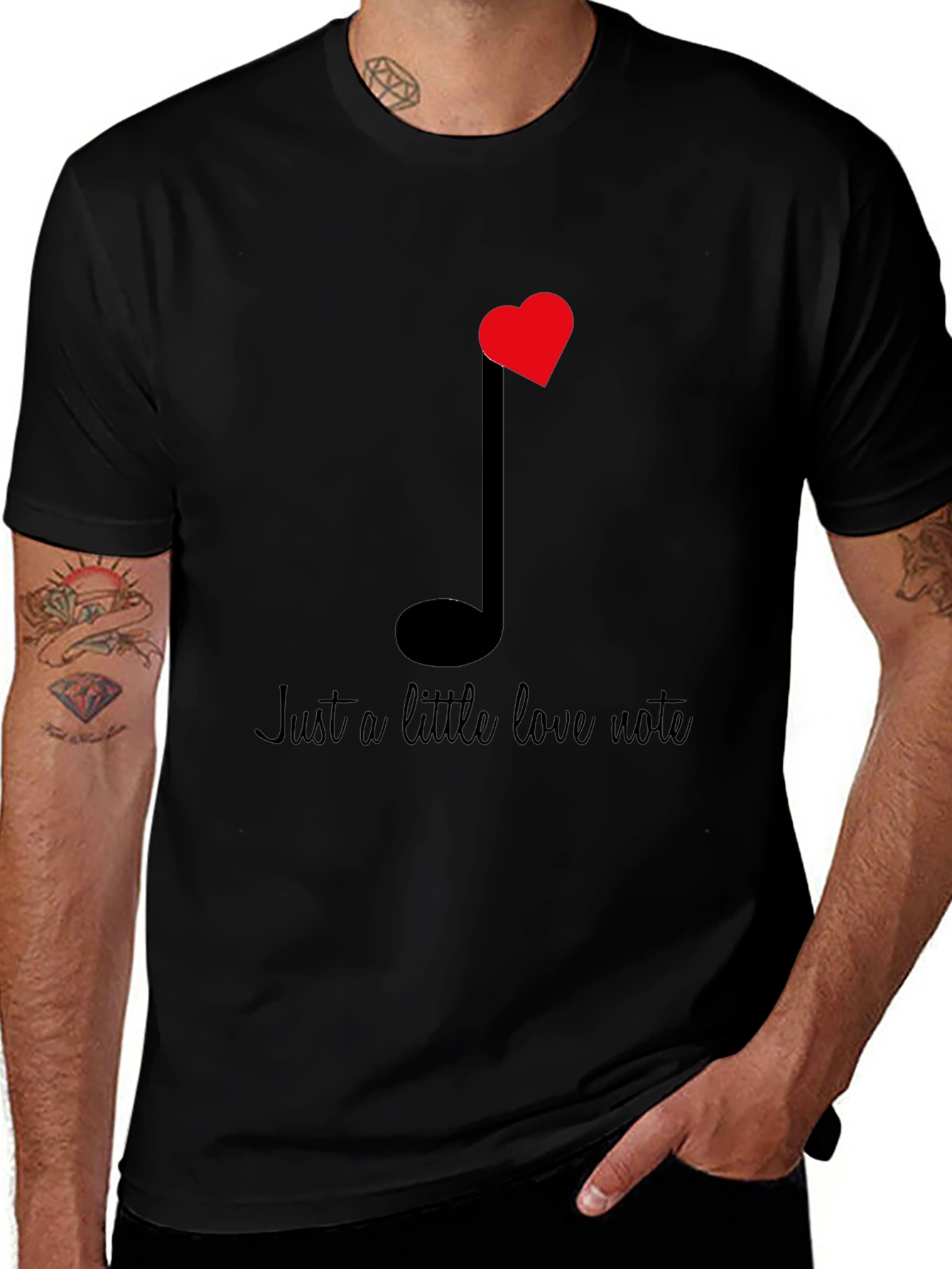 Love Note Graphic Tee - Black Cotton T-Shirt