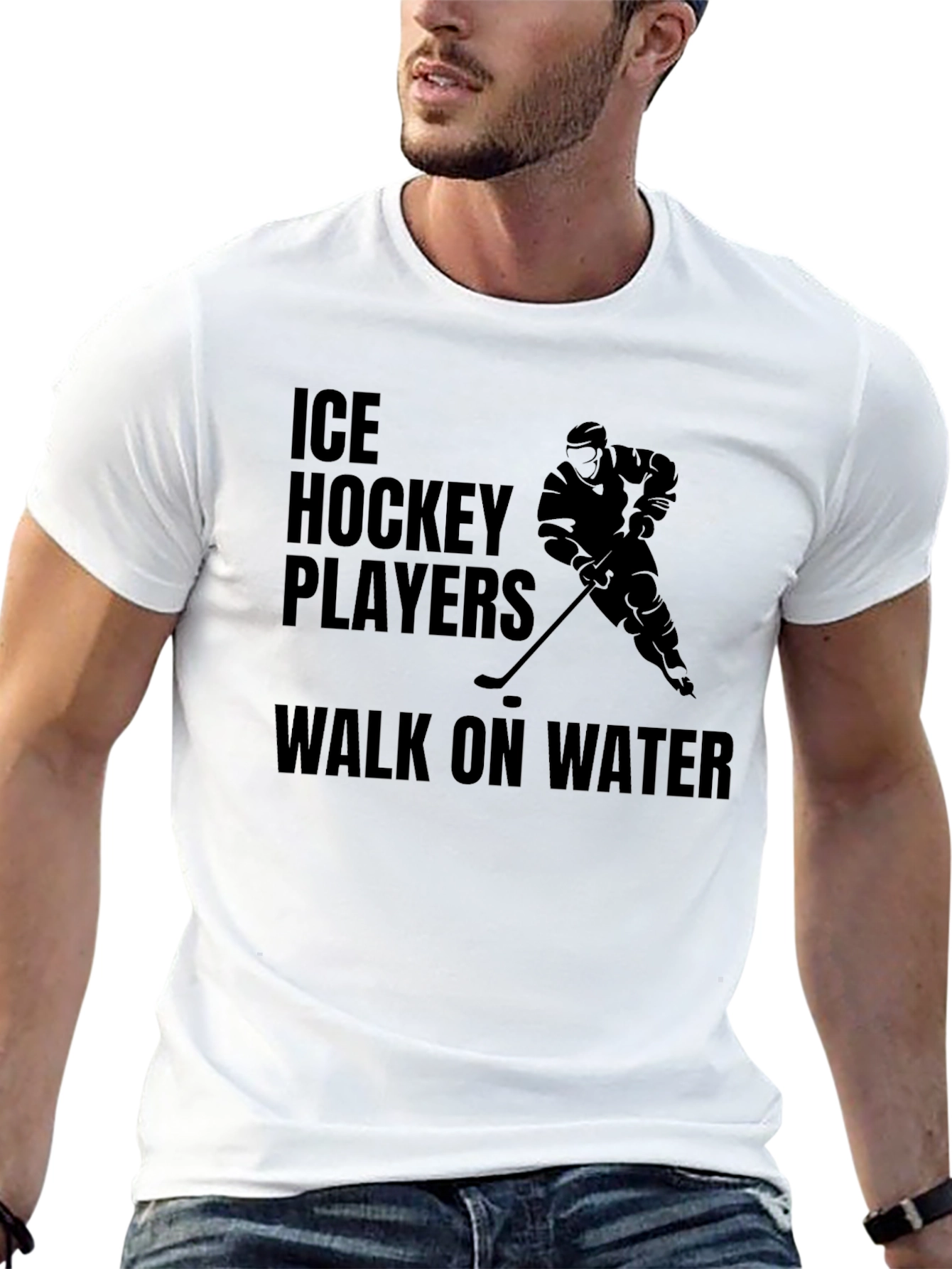 Ice Hockey Players Walk on Water Black T-Shirt
