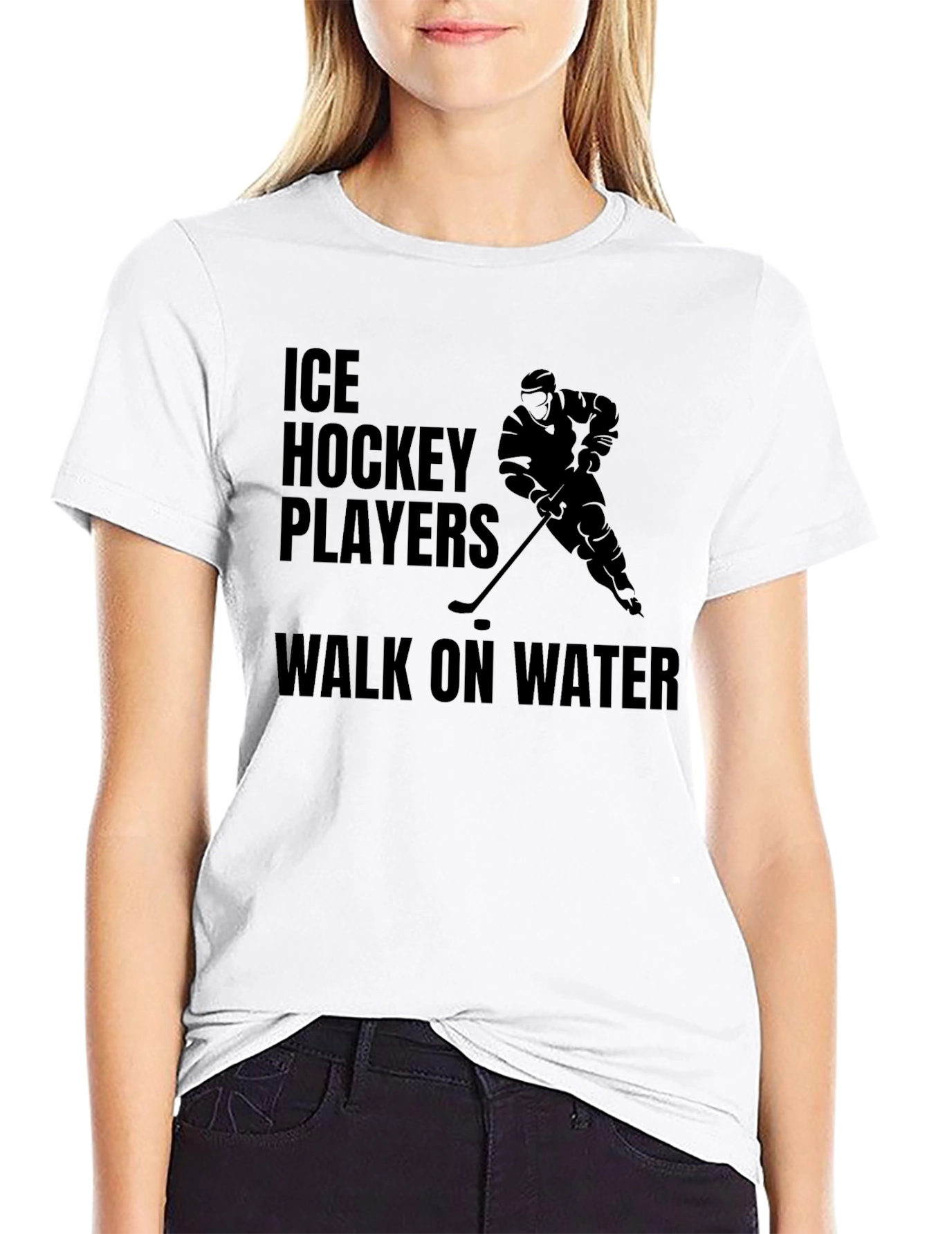 Ice Hockey Players Walk on Water Black T-Shirt
