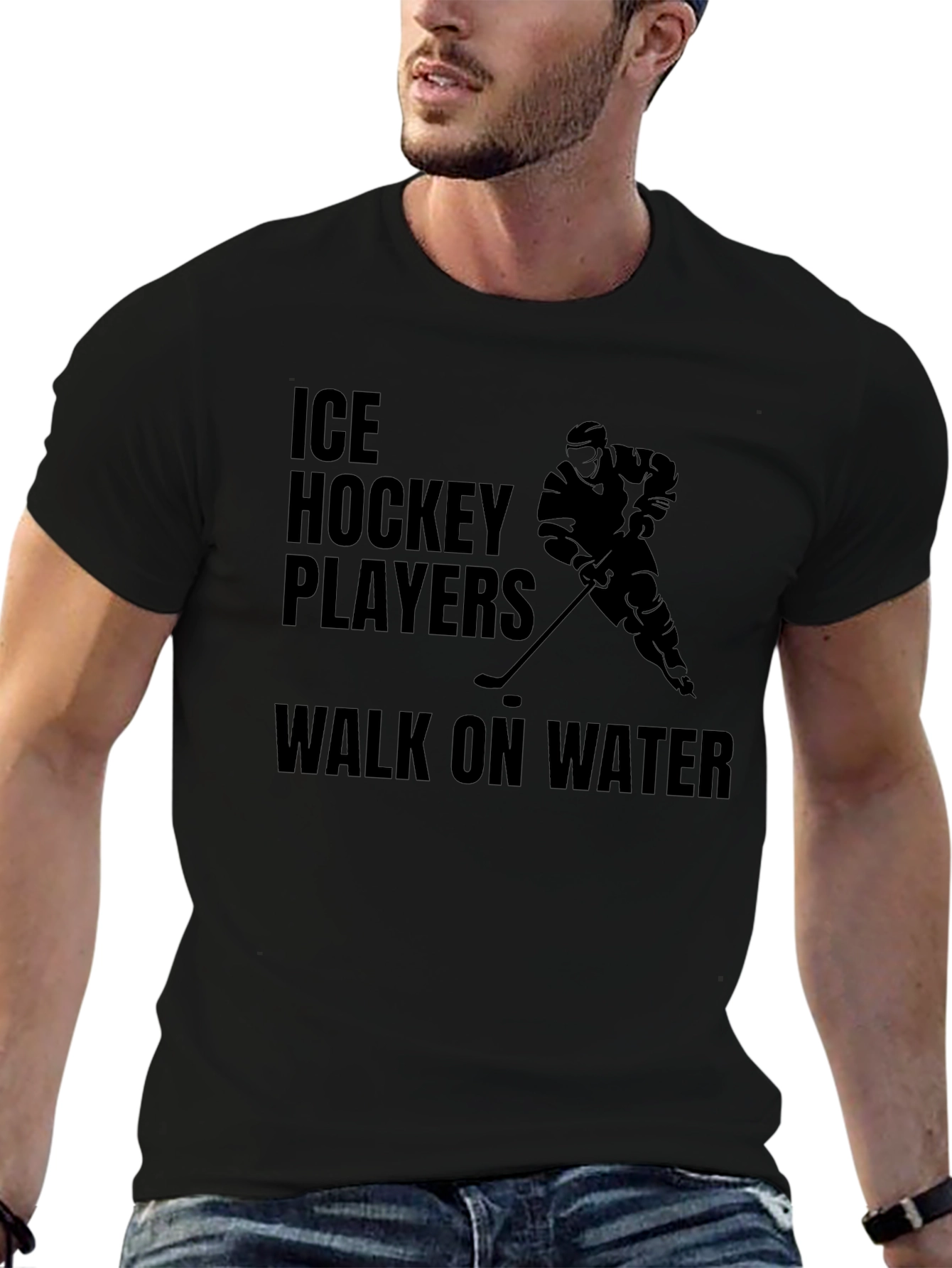 Ice Hockey Players Walk on Water Black T-Shirt