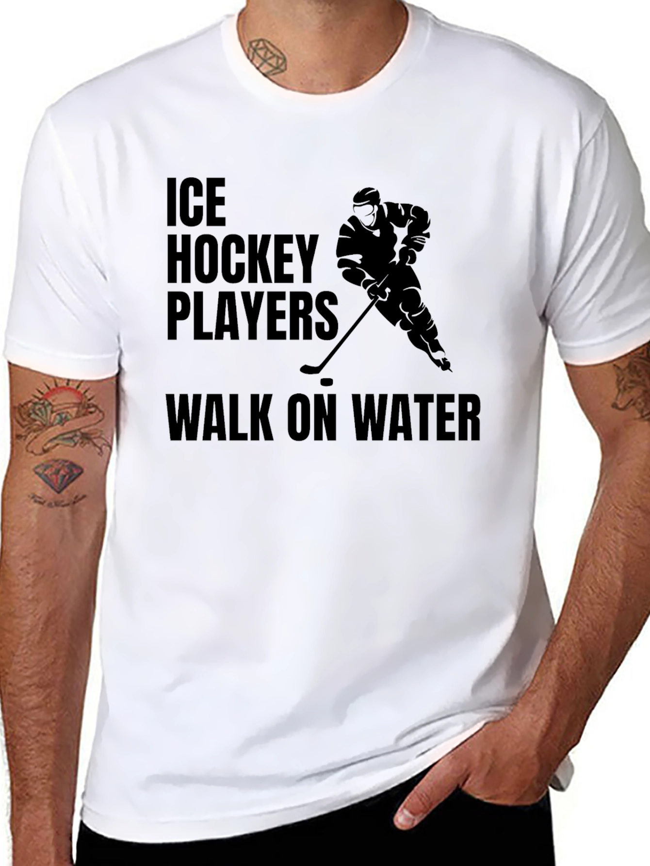 Ice Hockey Players Walk on Water Black T-Shirt