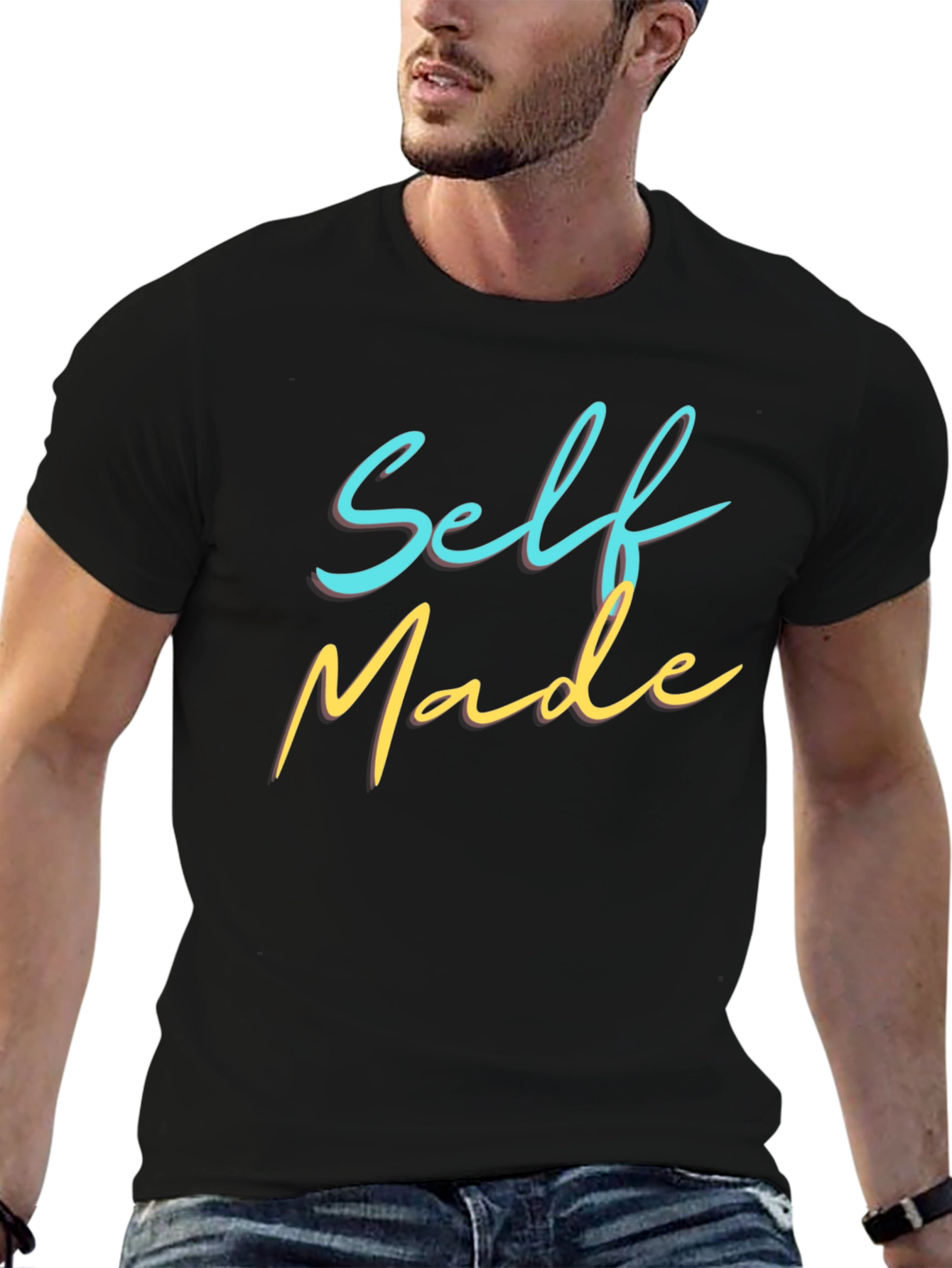 Self Made Graphic Tee - Black Cotton Crewneck