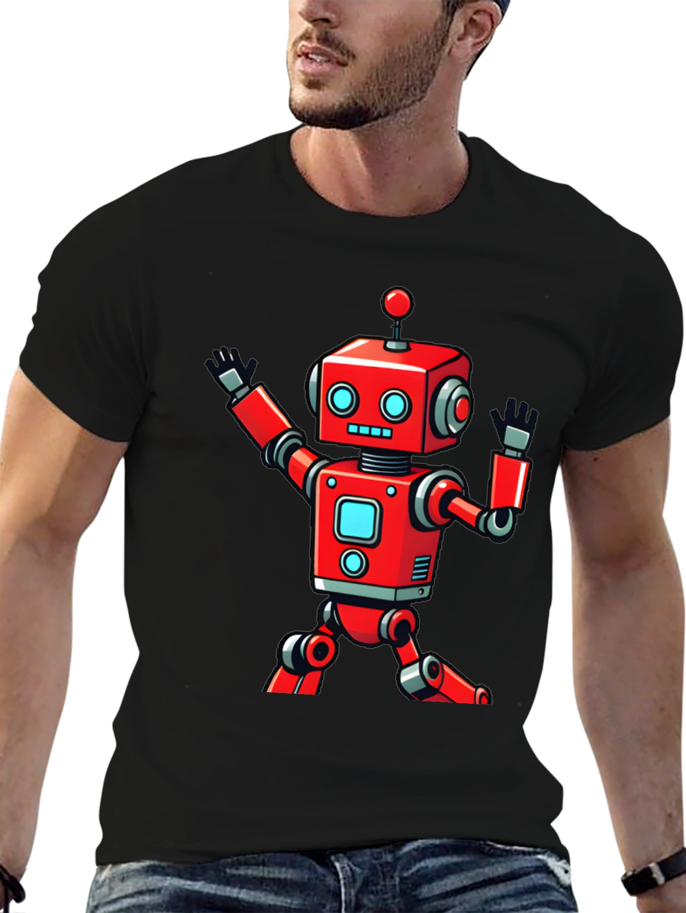 Robot Graphic Black T-Shirt