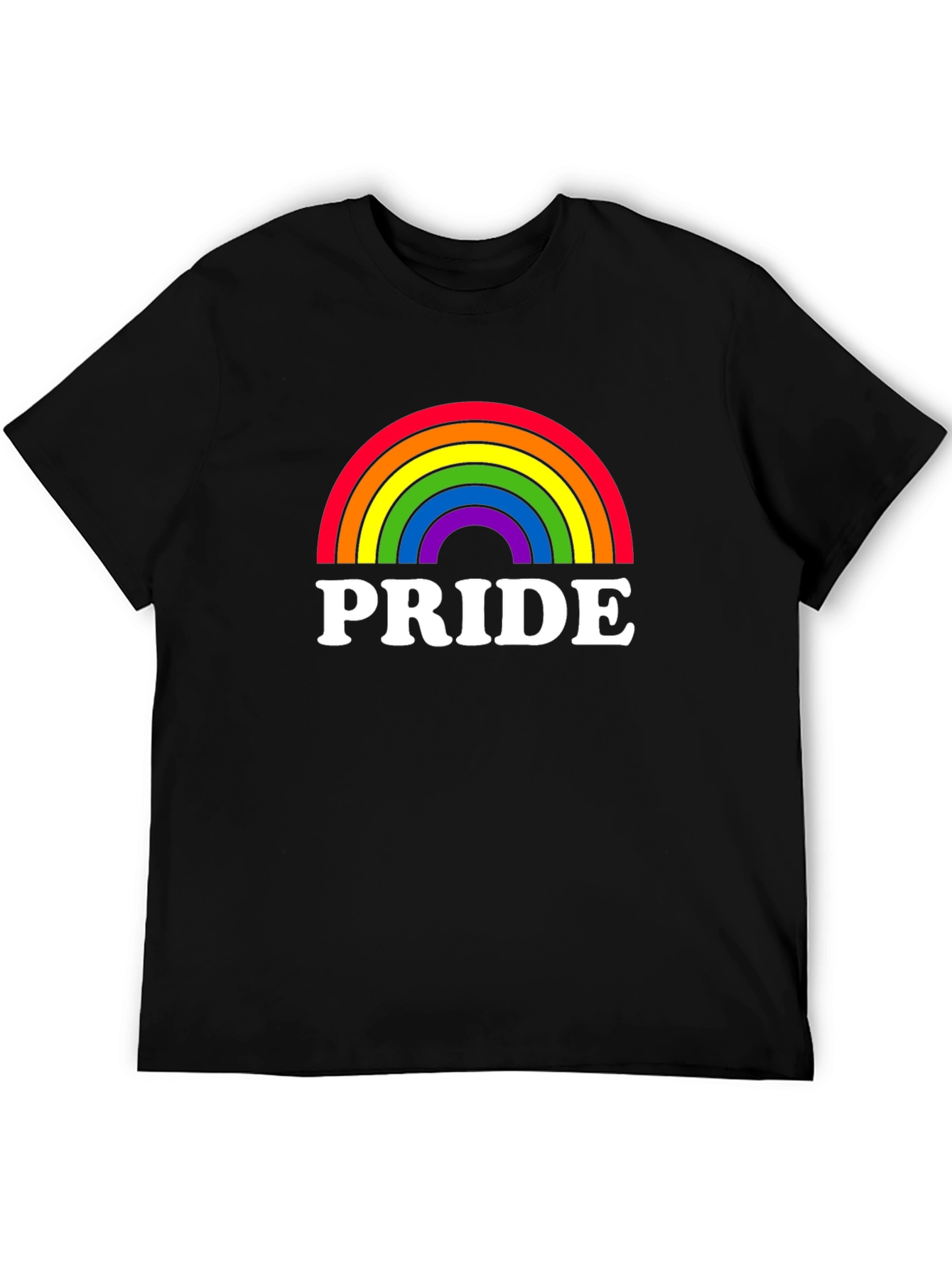 Pride Rainbow Graphic Tee - Black Cotton LGBT Shirt