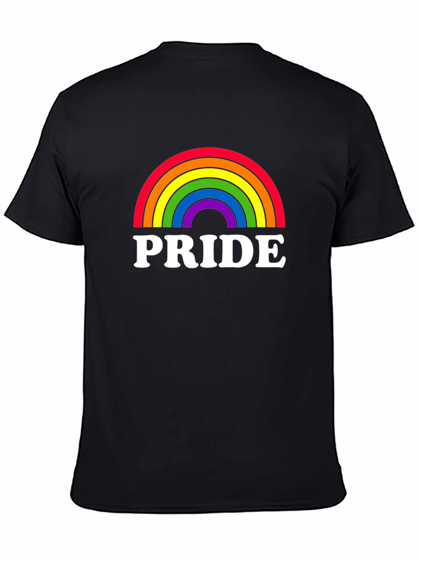 Pride Rainbow Graphic Tee - Black Cotton LGBT Shirt