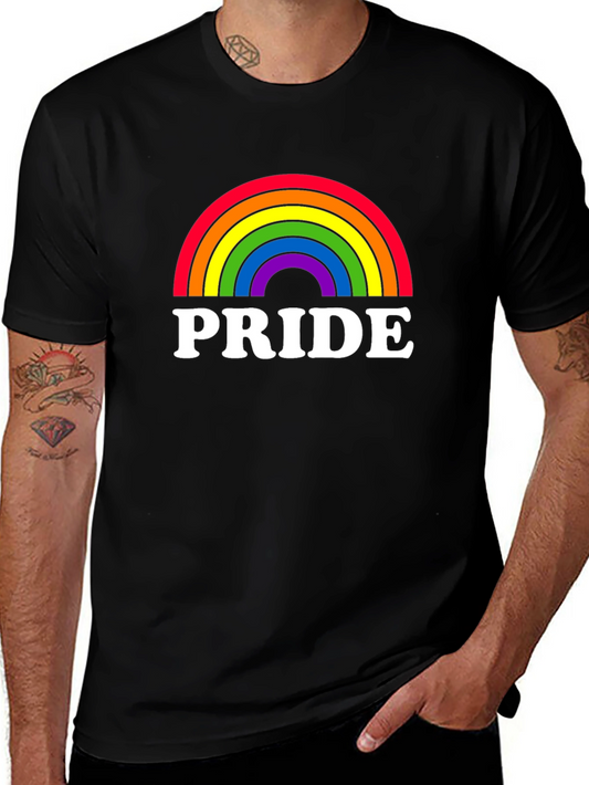 Pride Rainbow Graphic Tee - Black Cotton LGBT Shirt