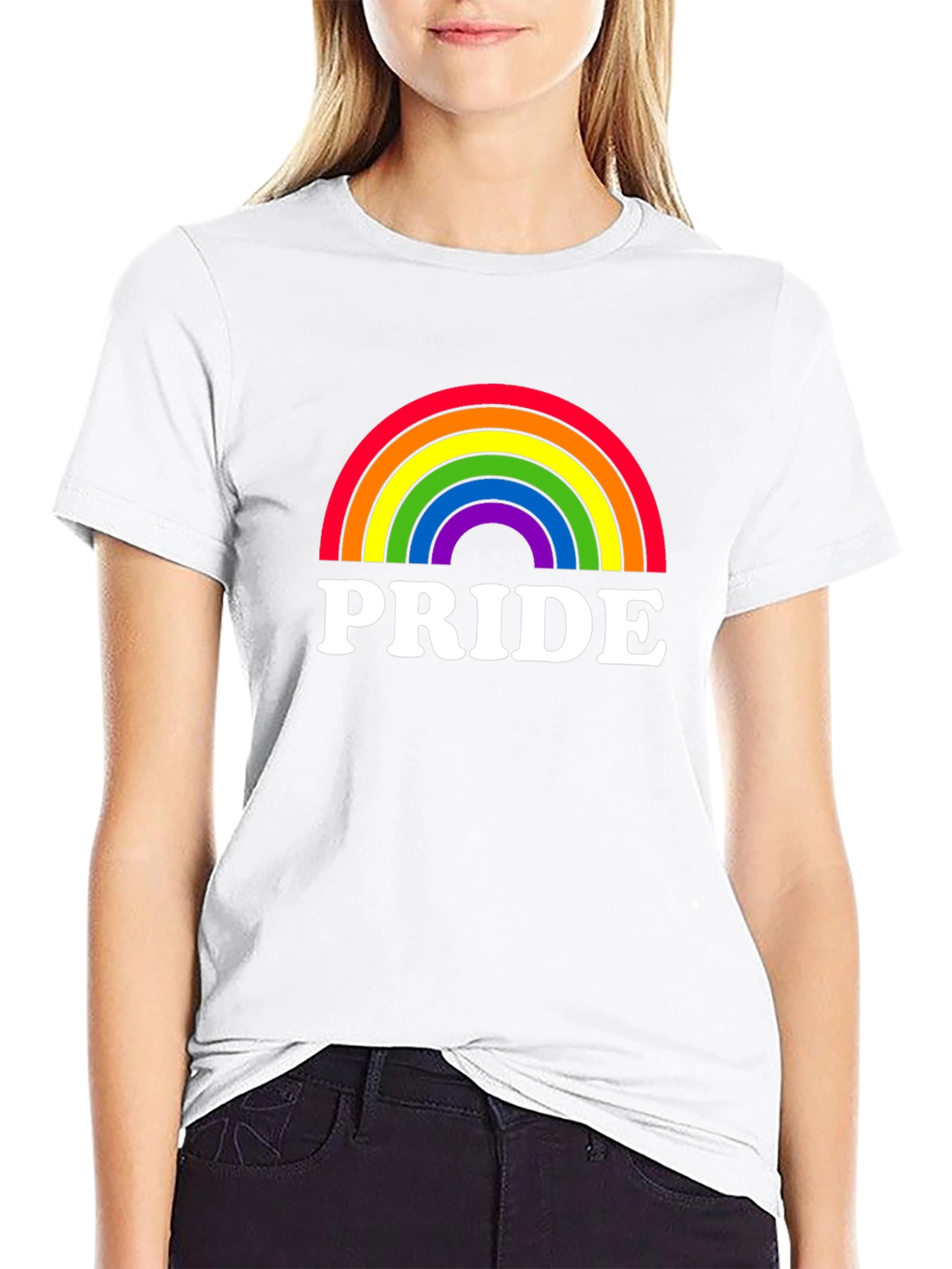 Pride Rainbow Graphic Tee - Black Cotton LGBT Shirt