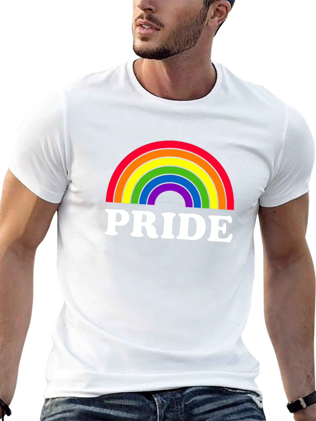 Pride Rainbow Graphic Tee - Black Cotton LGBT Shirt
