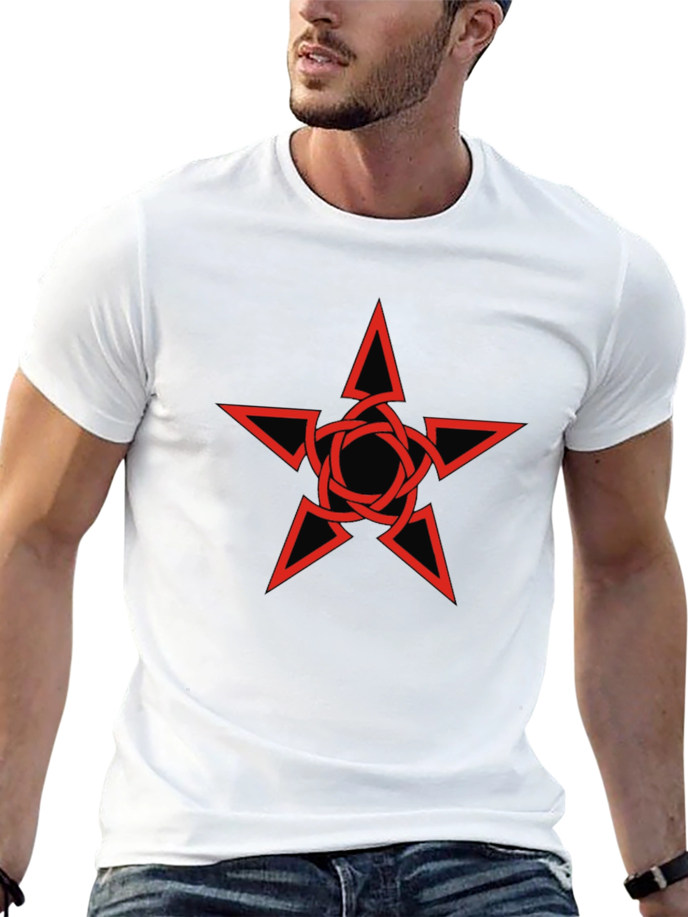 Red Star Celtic Knot Graphic Black T-Shirt