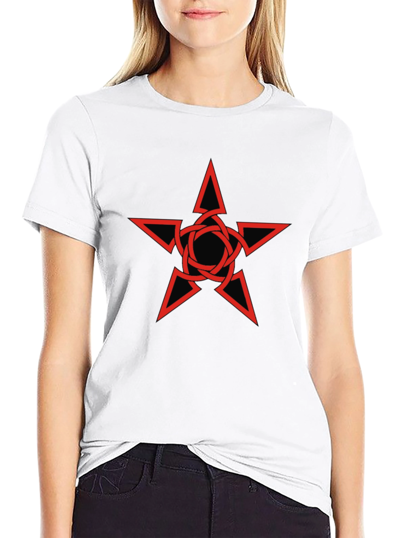 Red Star Celtic Knot Graphic Black T-Shirt
