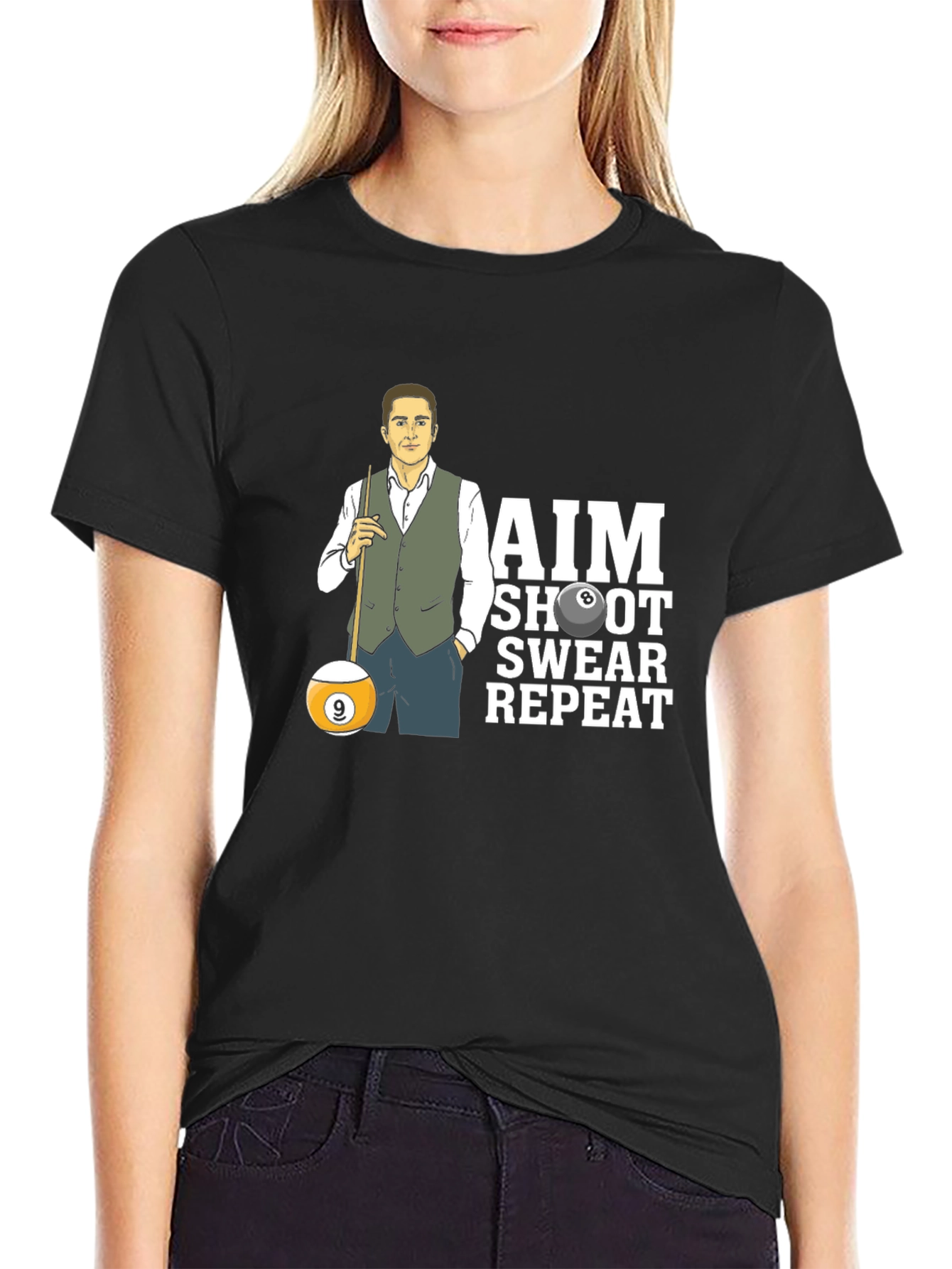AIM Shoot Swear Repeat Billiard T-Shirt