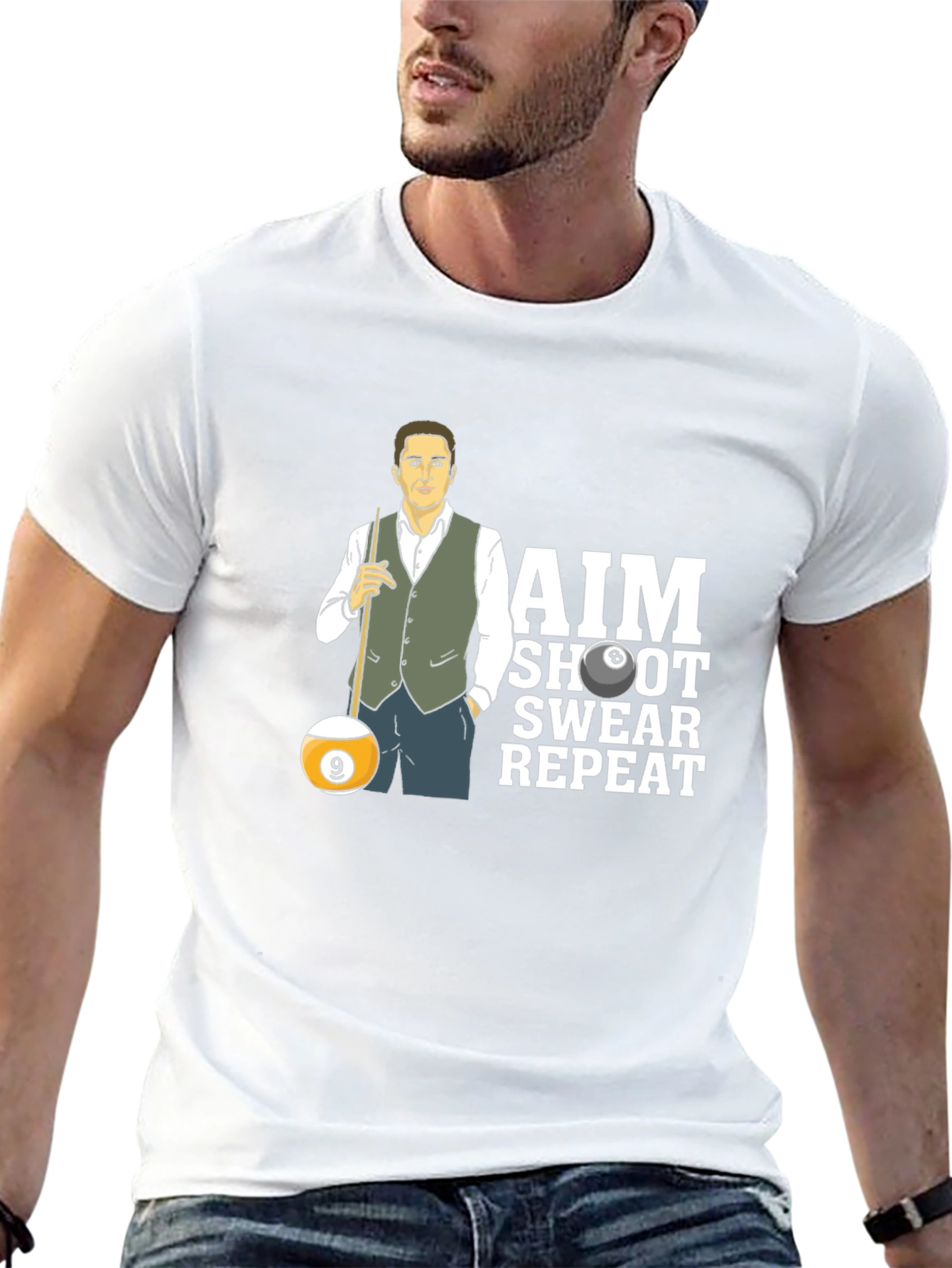 AIM Shoot Swear Repeat Billiard T-Shirt