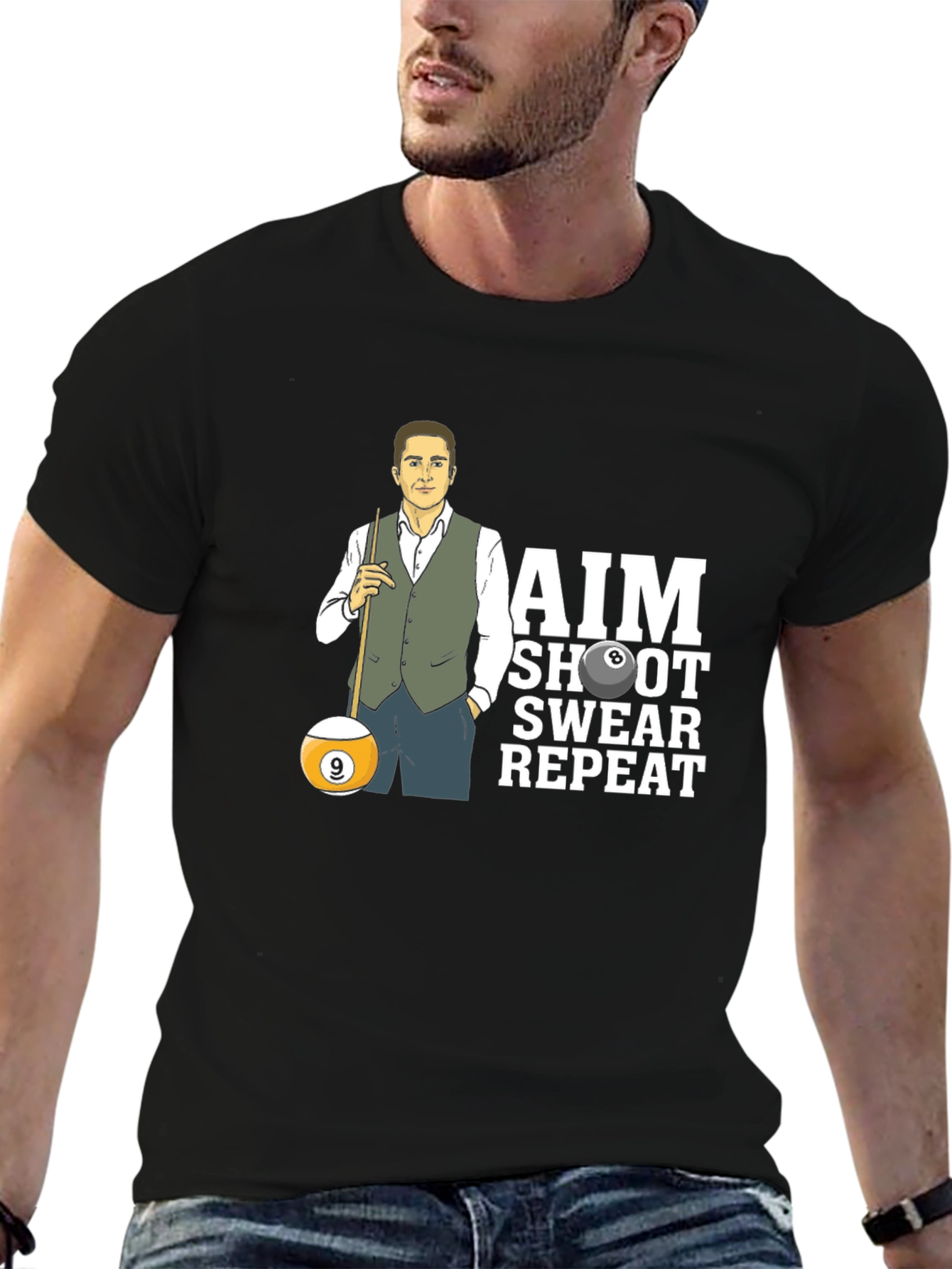 AIM Shoot Swear Repeat Billiard T-Shirt