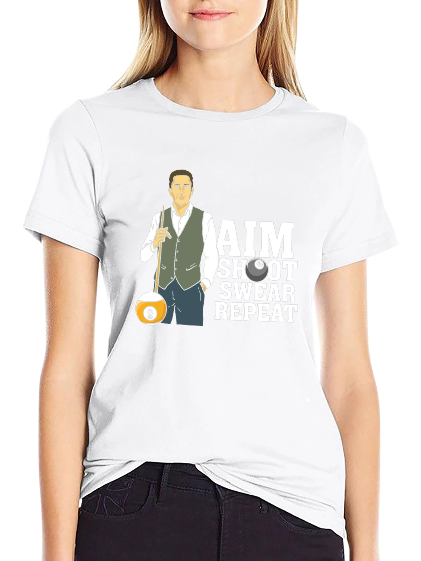 AIM Shoot Swear Repeat Billiard T-Shirt