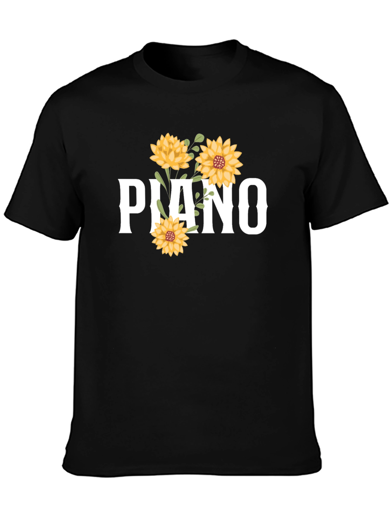 Piano Floral Graphic Tee - Black
