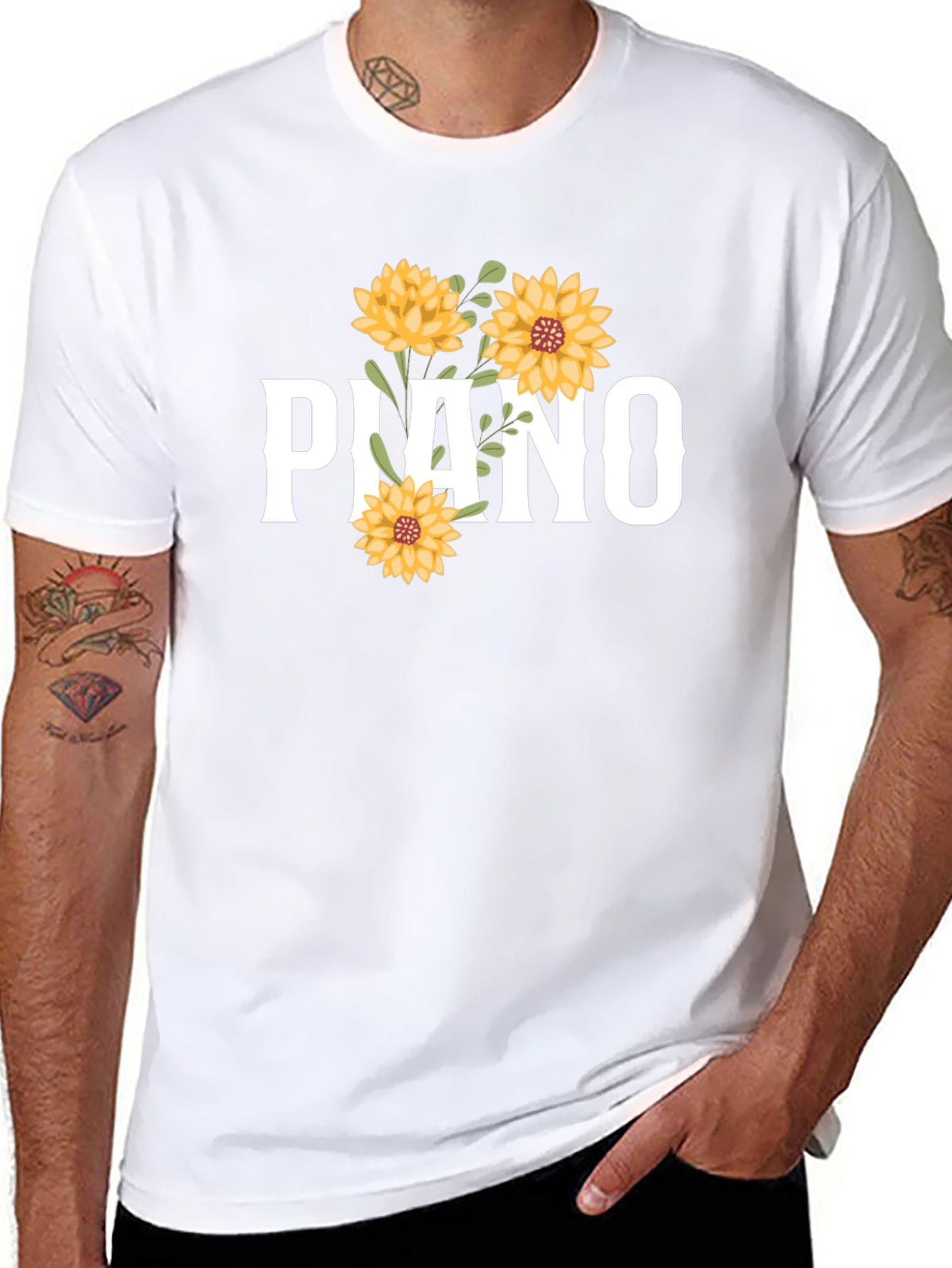 Piano Floral Graphic Tee - Black