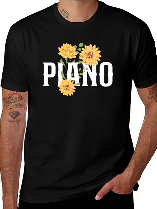 Piano Floral Graphic Tee - Black