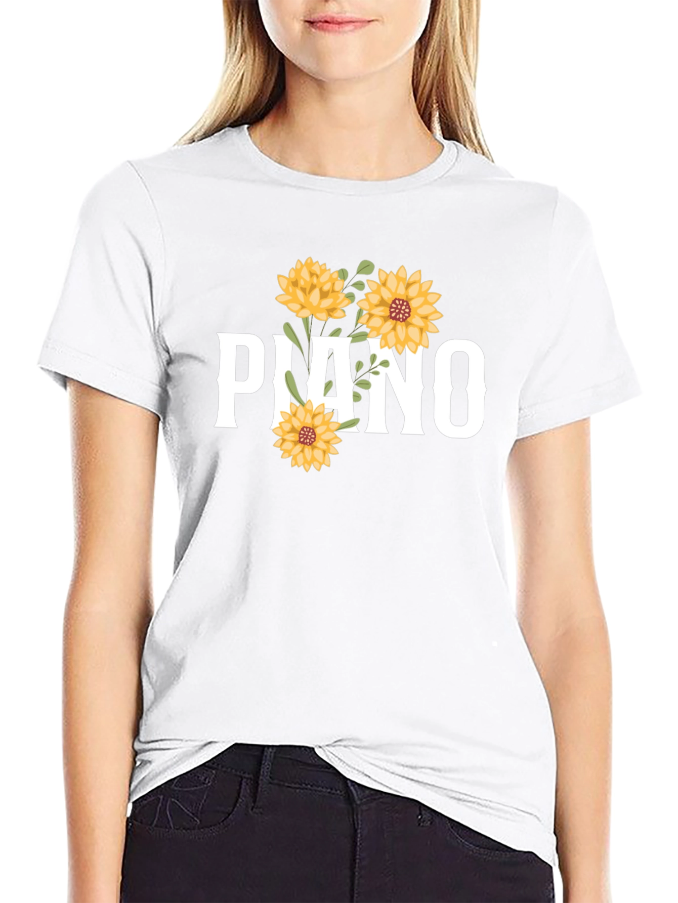 Piano Floral Graphic Tee - Black