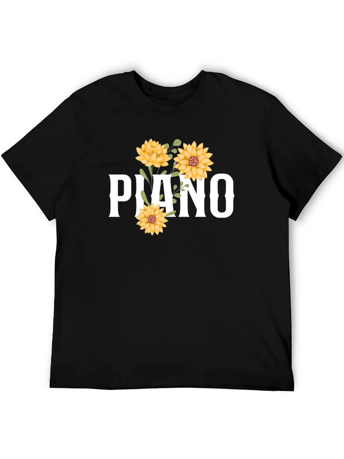 Piano Floral Graphic Tee - Black
