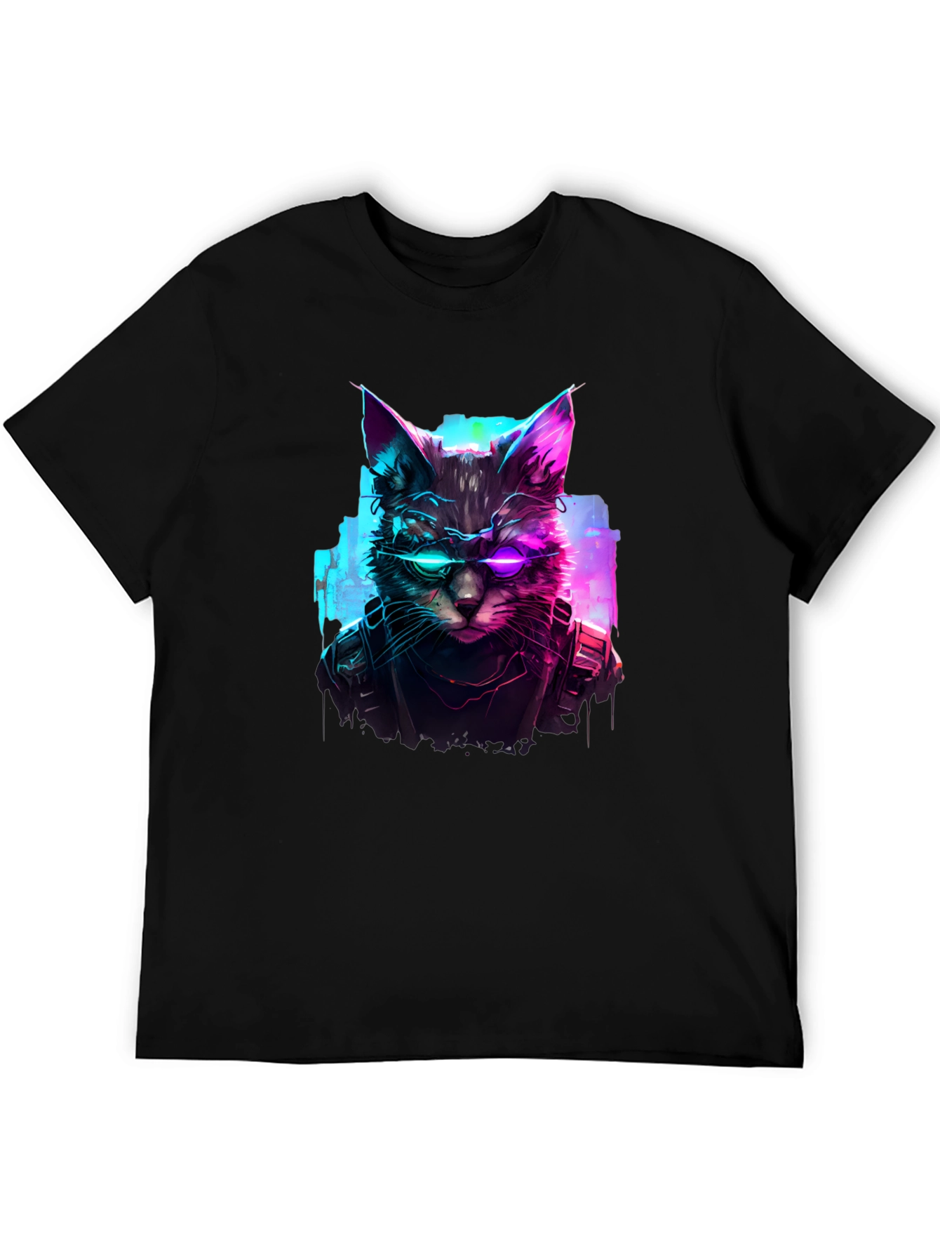 Cyberpunk Cat T-Shirt - Futuristic Feline Design