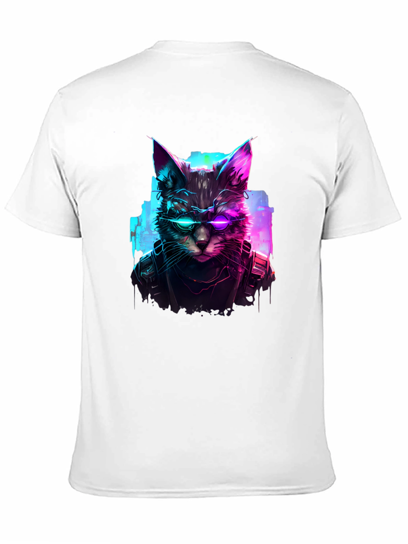 Cyberpunk Cat T-Shirt - Futuristic Feline Design