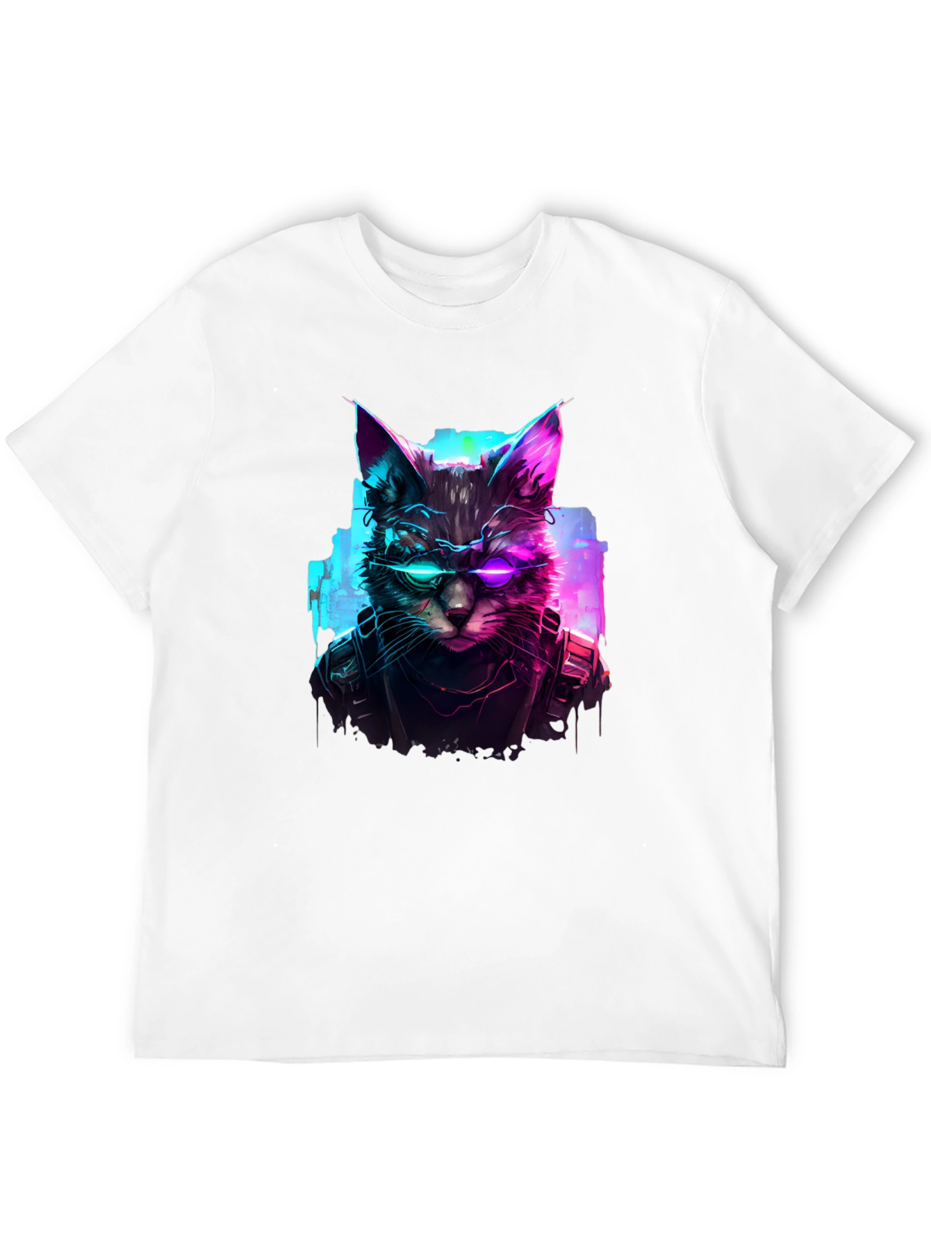Cyberpunk Cat T-Shirt - Futuristic Feline Design