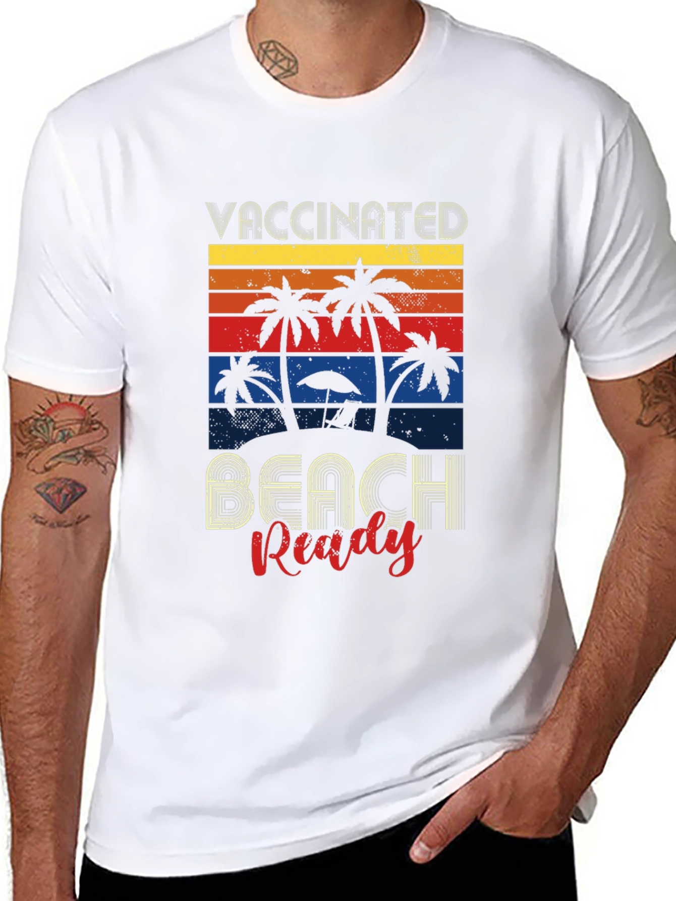 Vaccinated Beach Ready Graphic Tee - Retro Summer Vibes