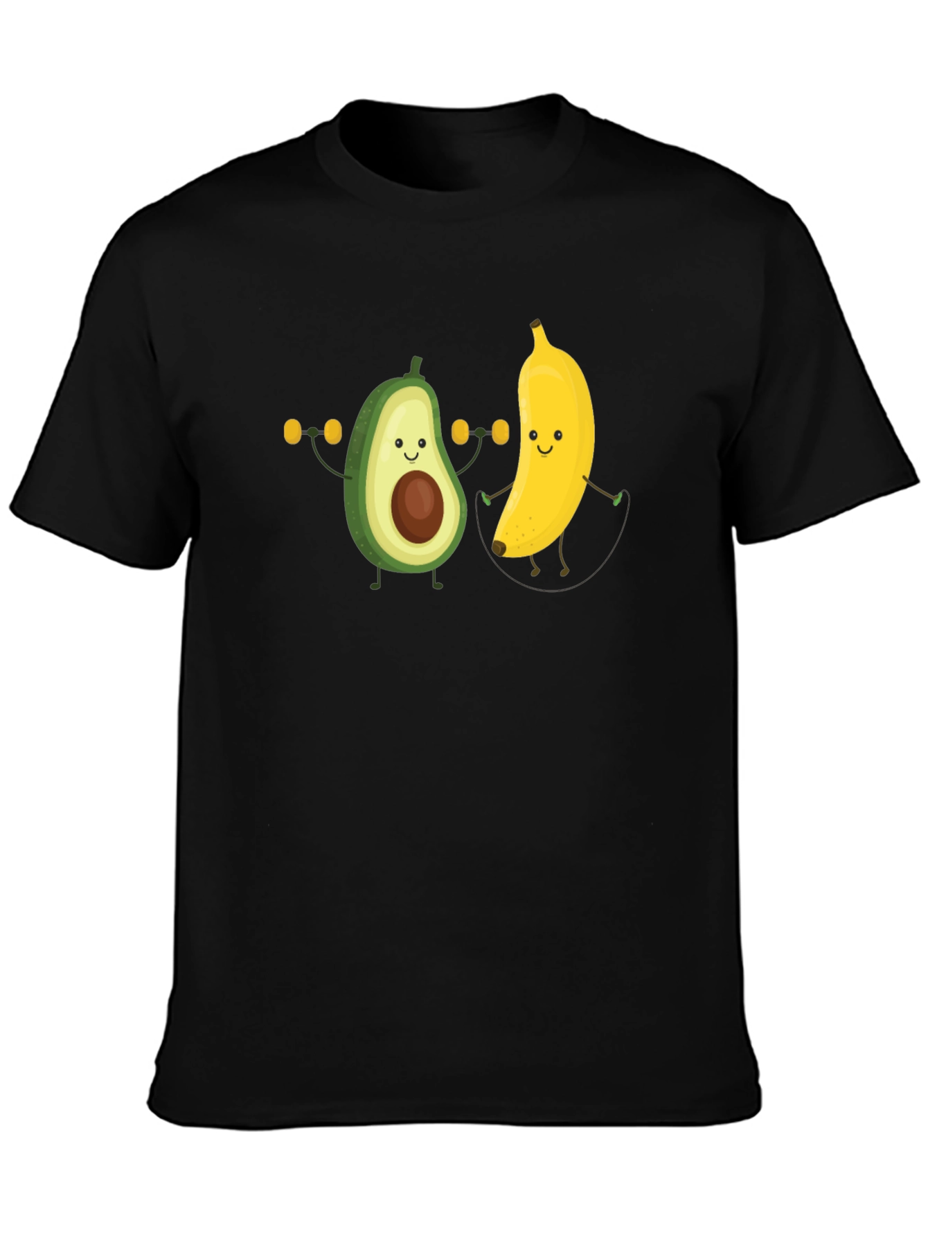 Funny Avocado Banana Workout Black T-Shirt