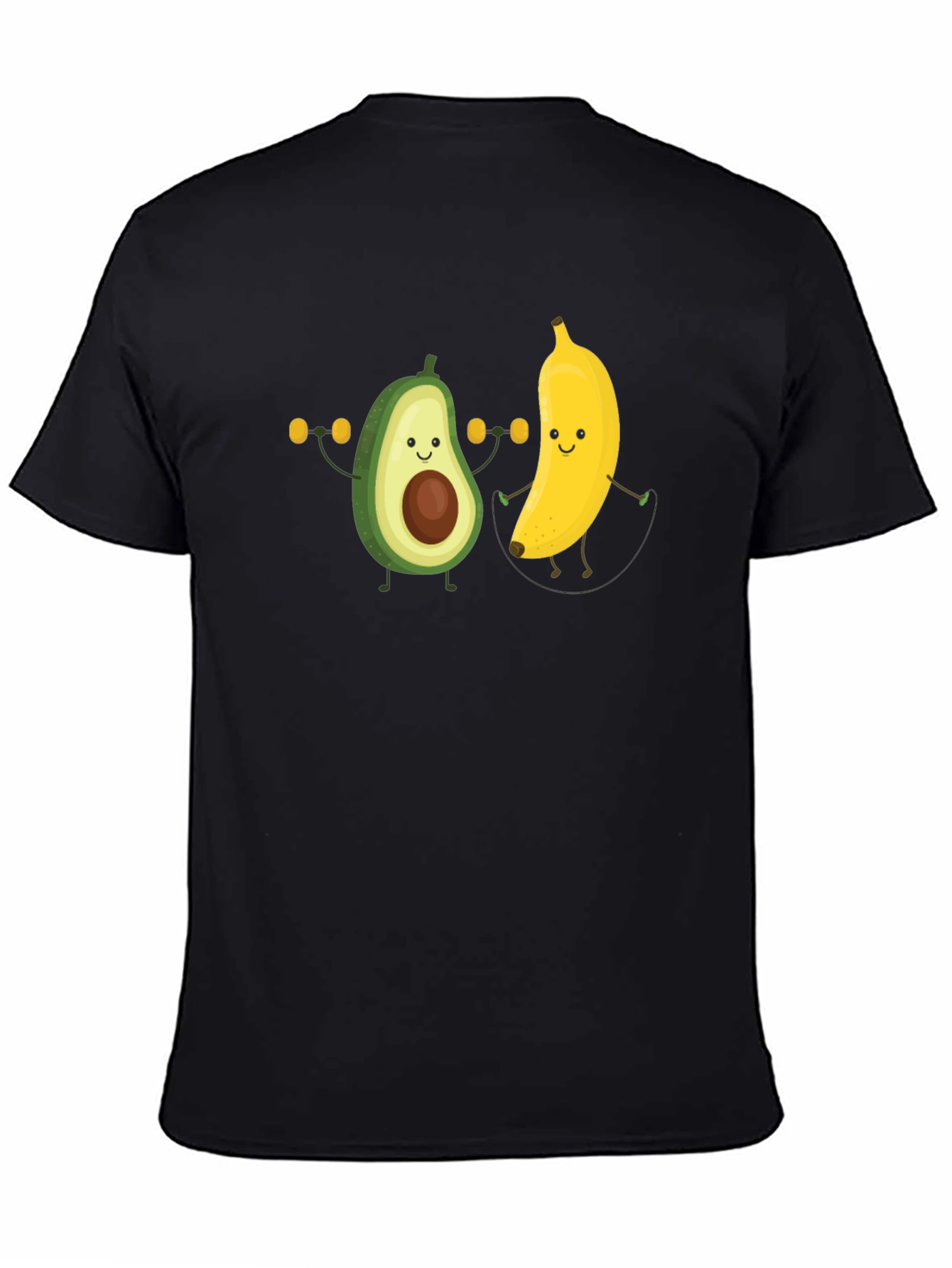 Funny Avocado Banana Workout Black T-Shirt