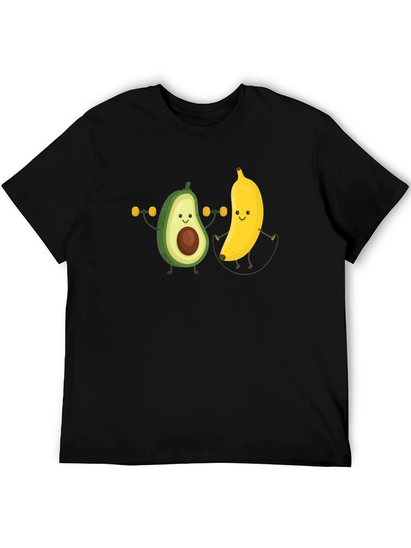 Funny Avocado Banana Workout Black T-Shirt