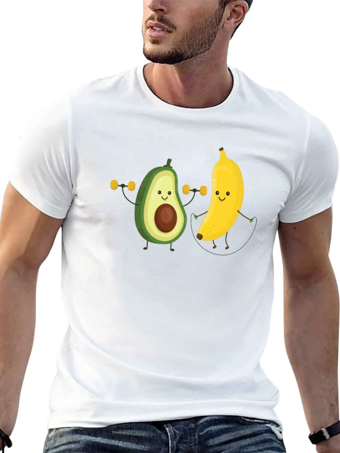 Funny Avocado Banana Workout Black T-Shirt