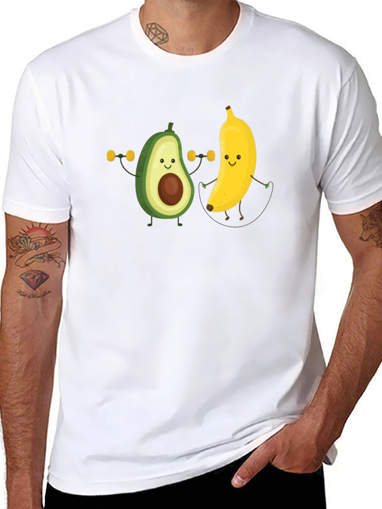 Funny Avocado Banana Workout Black T-Shirt