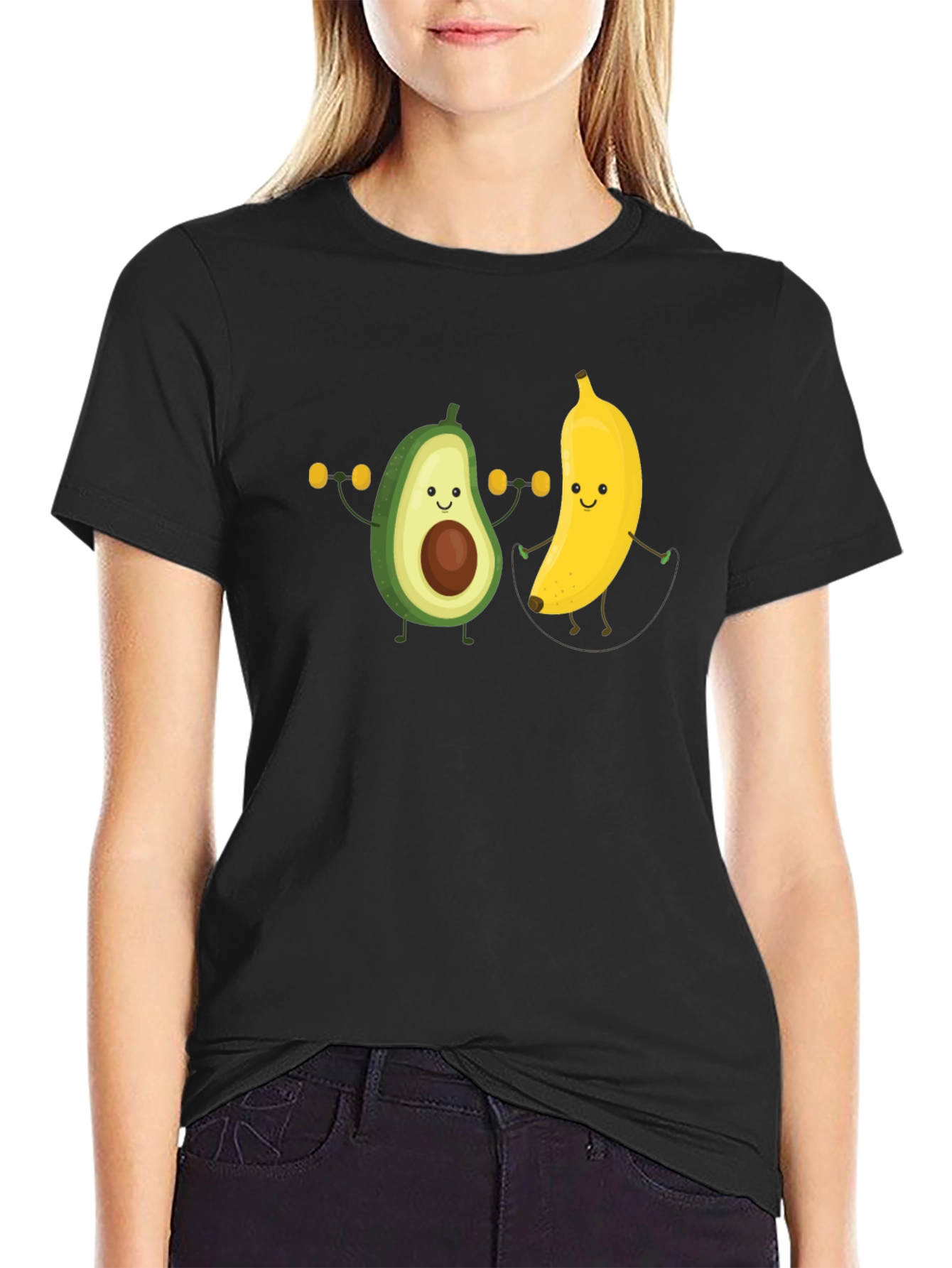 Funny Avocado Banana Workout Black T-Shirt