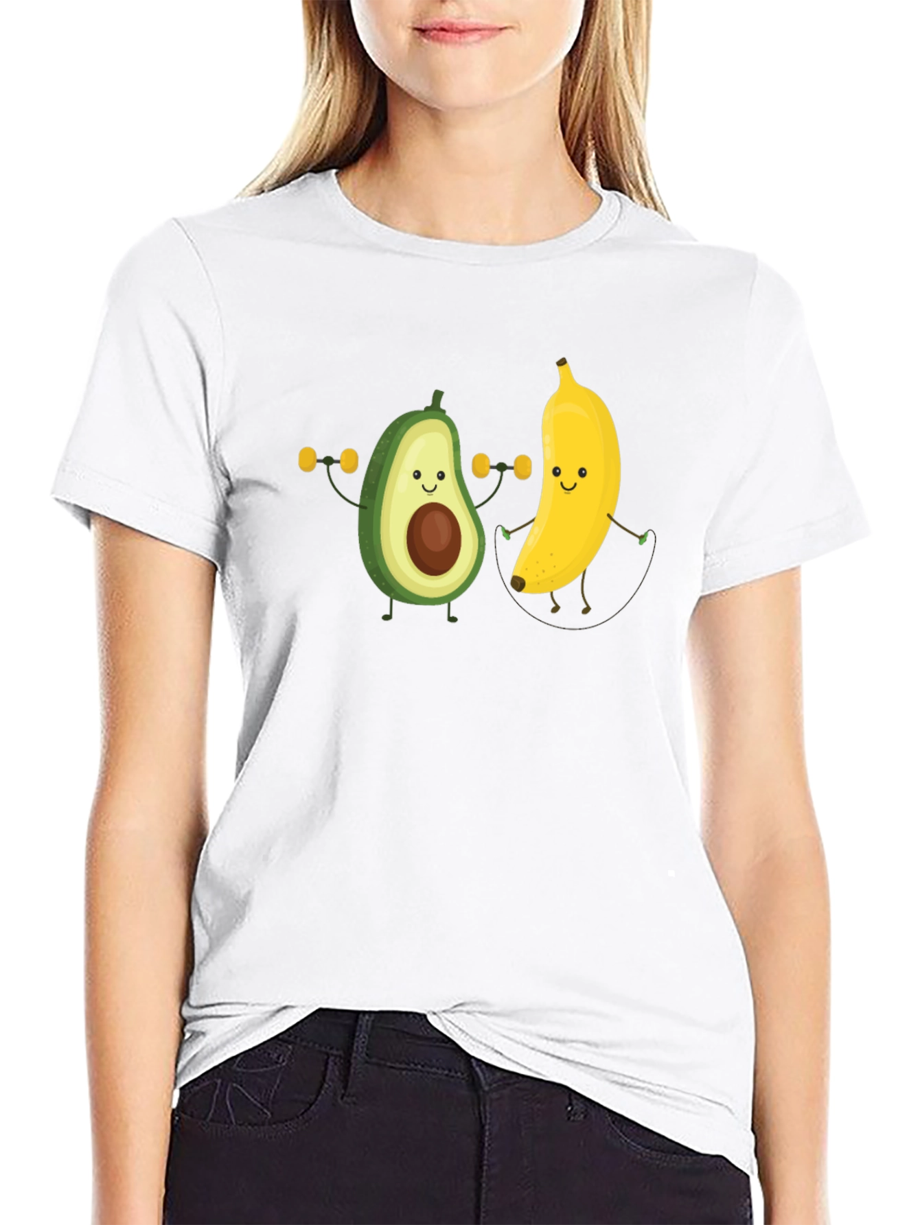 Funny Avocado Banana Workout Black T-Shirt