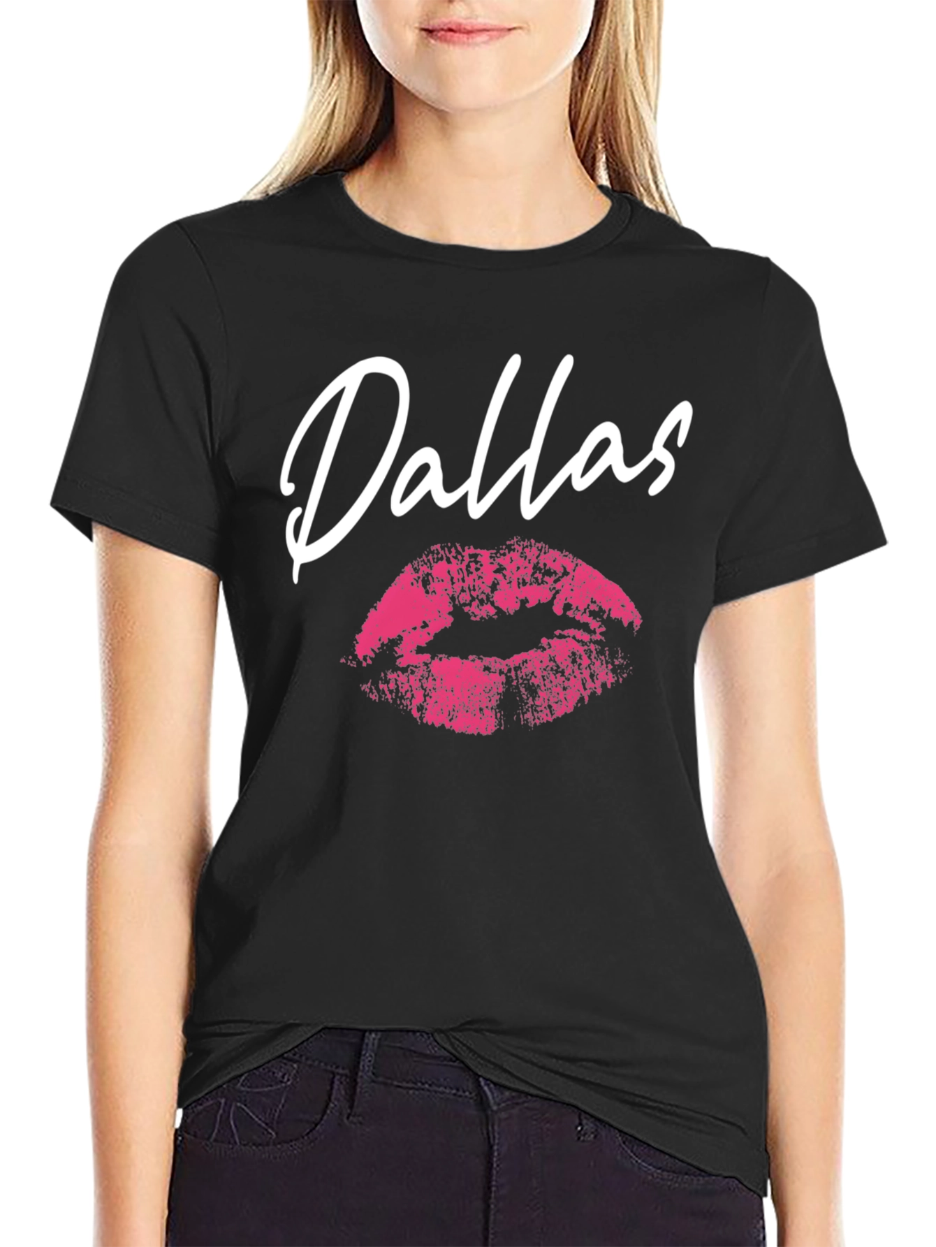 Dallas Lips Graphic Black T-Shirt