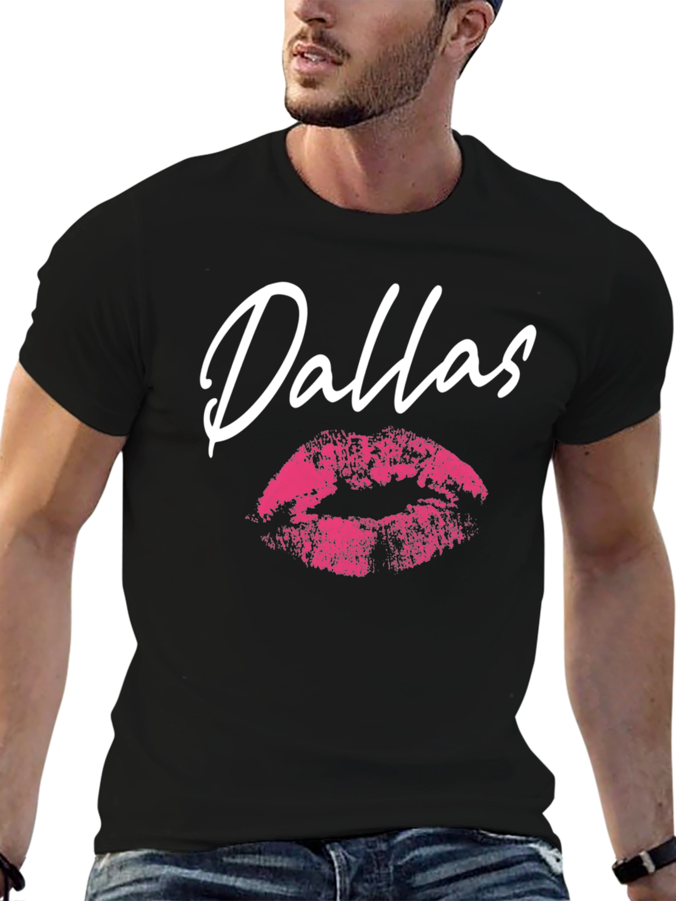 Dallas Lips Graphic Black T-Shirt
