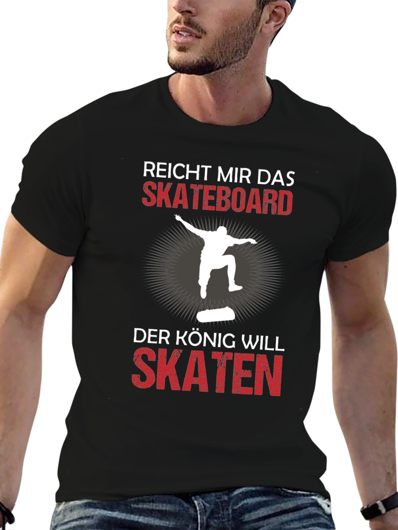 Skateboard King Graphic Tee - Black Cotton T-Shirt