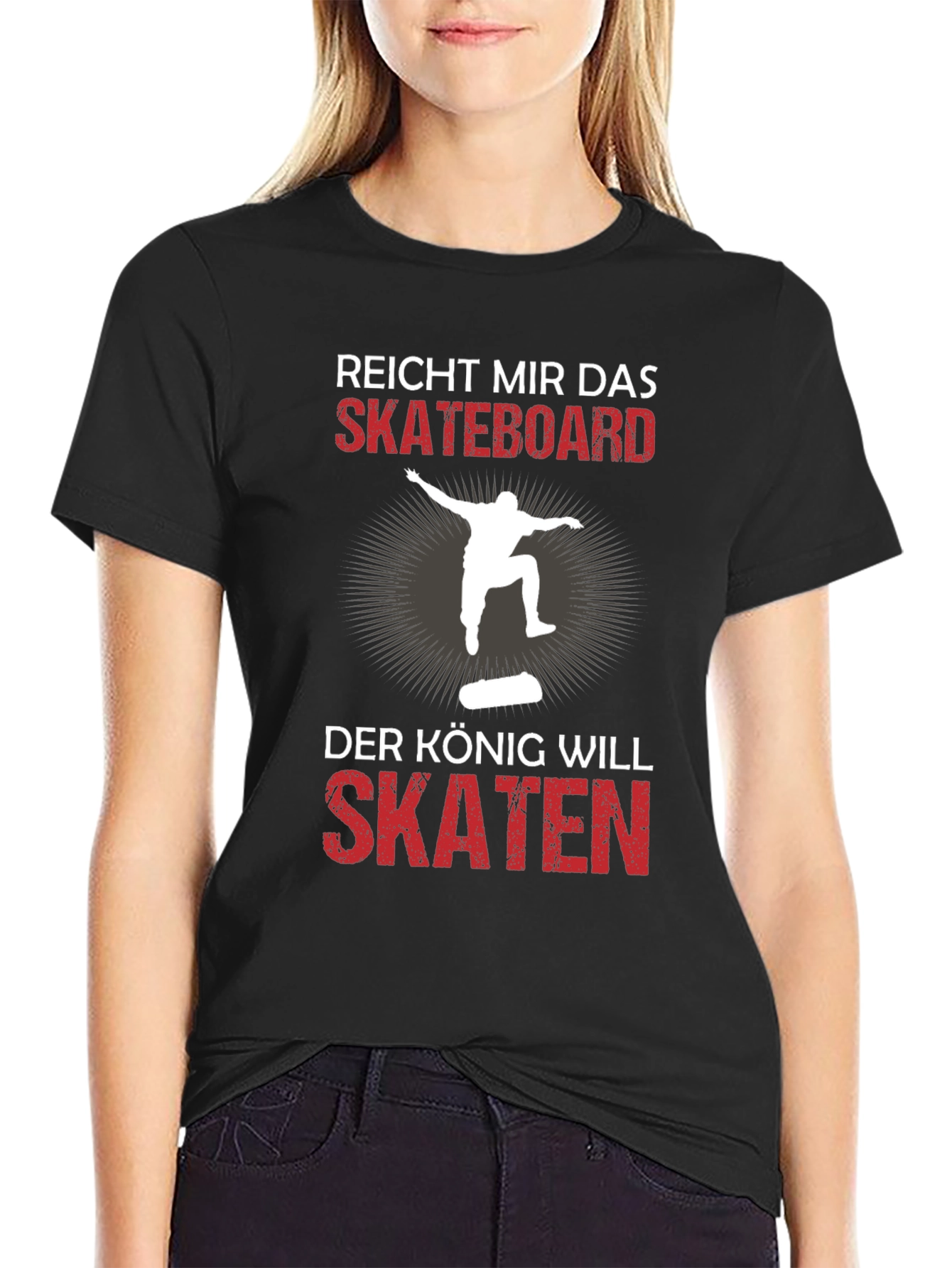 Skateboard King Graphic Tee - Black Cotton T-Shirt
