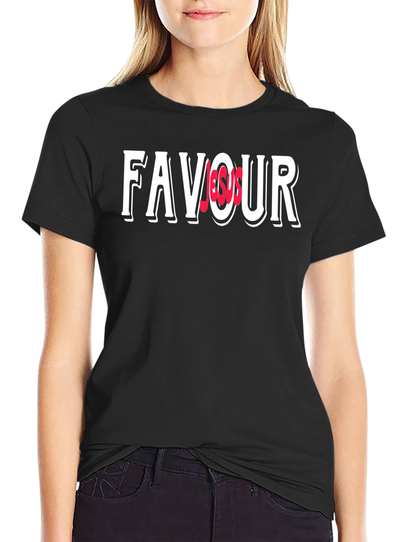 Favor Over Jesus Graphic Black T-Shirt