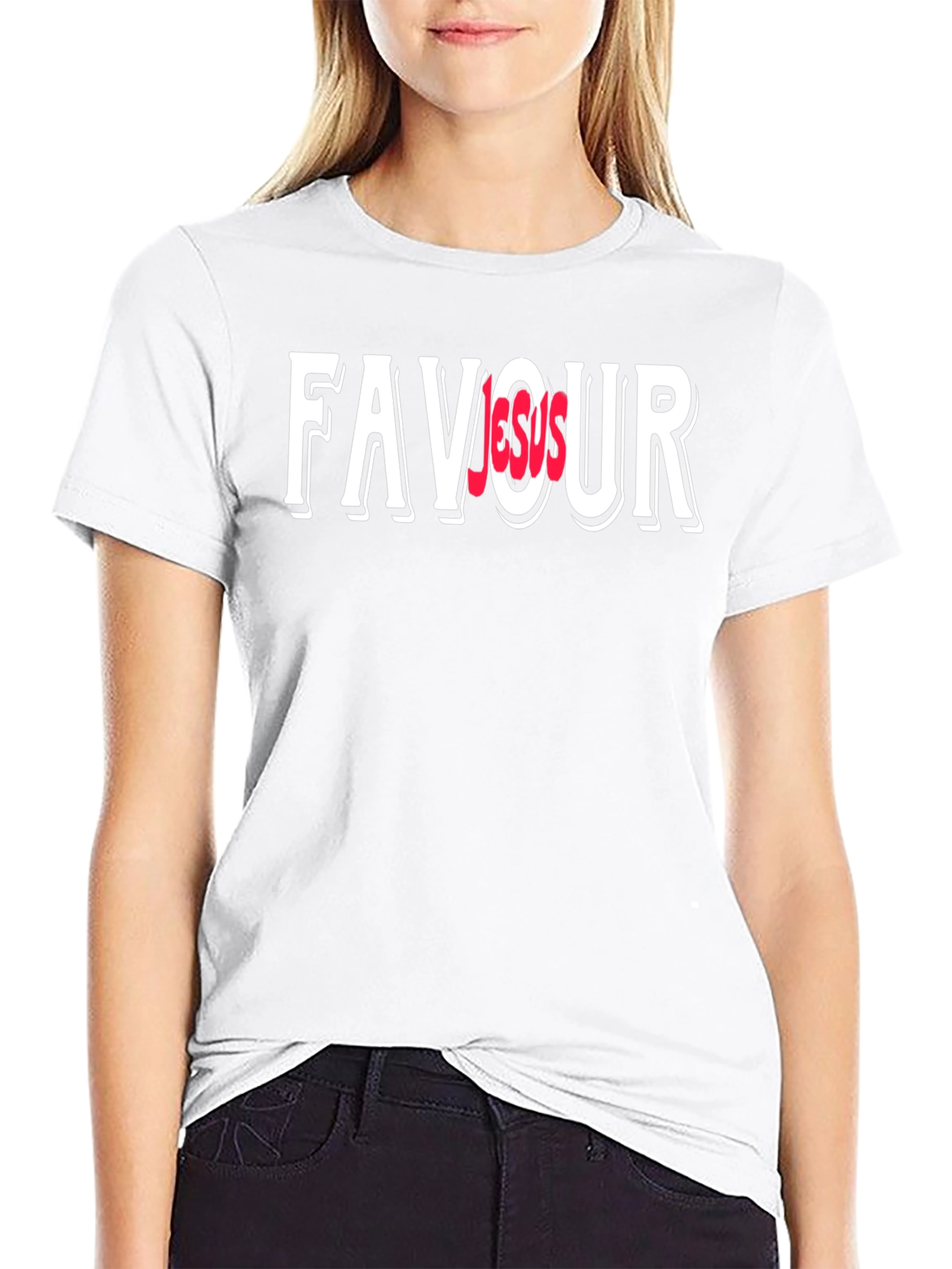 Favor Over Jesus Graphic Black T-Shirt