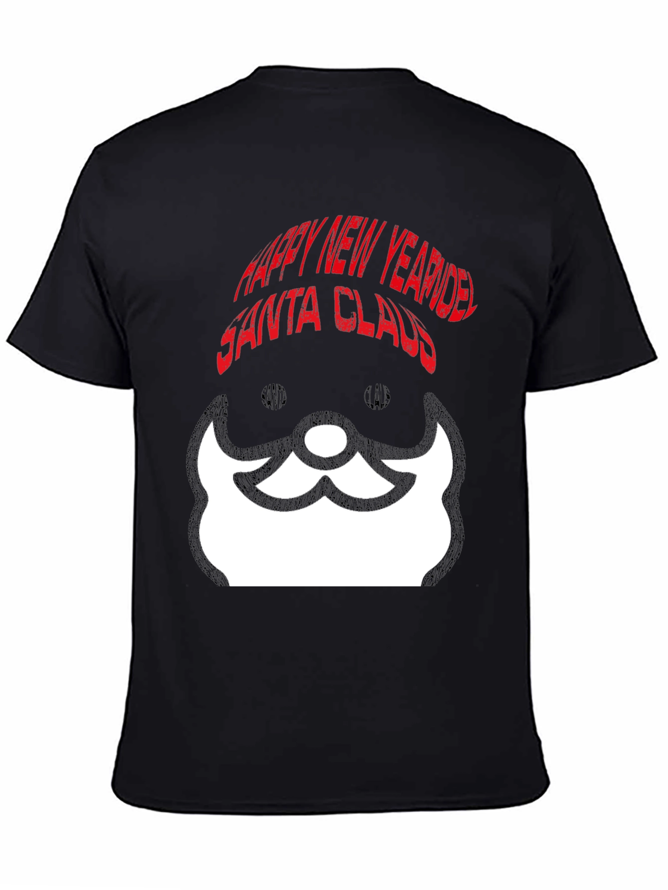 Santa Claus Happy New Year Black Graphic Tee