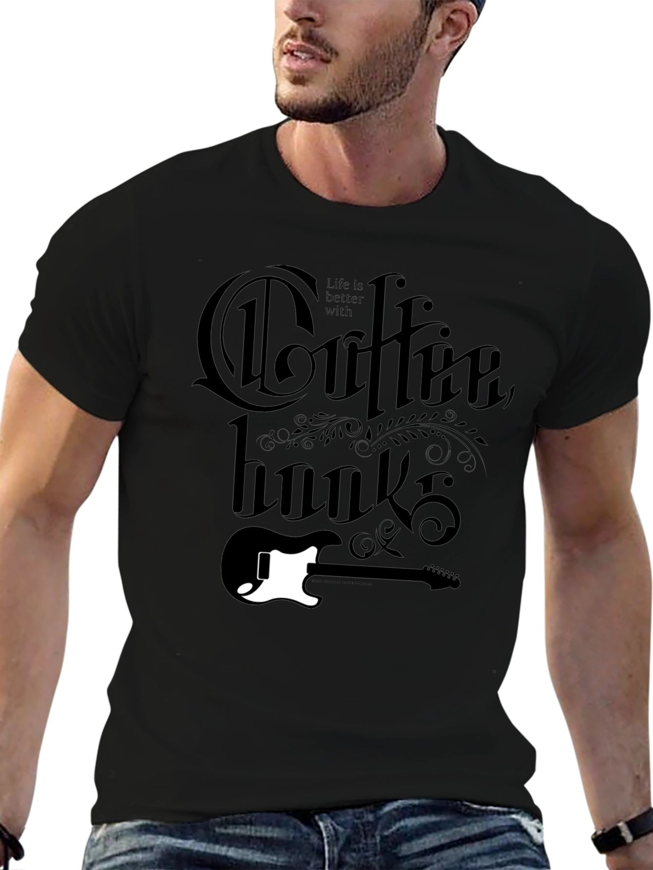 Coffee Hooks T-Shirt - Guitar Lovers Tee