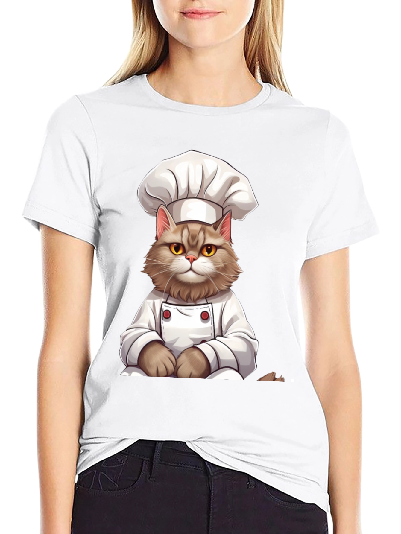 Chef Cat Graphic T-Shirt - Funny Feline Cook Tee