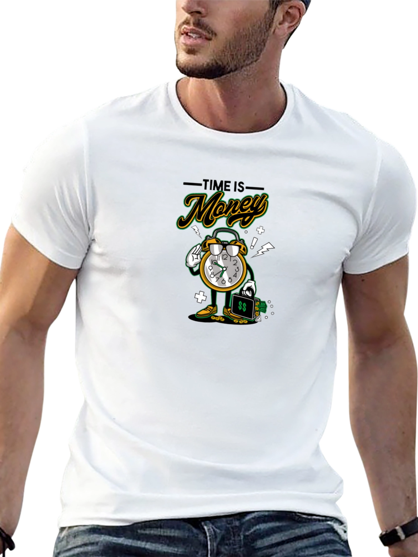 Time is Money Graphic Black T-Shirt