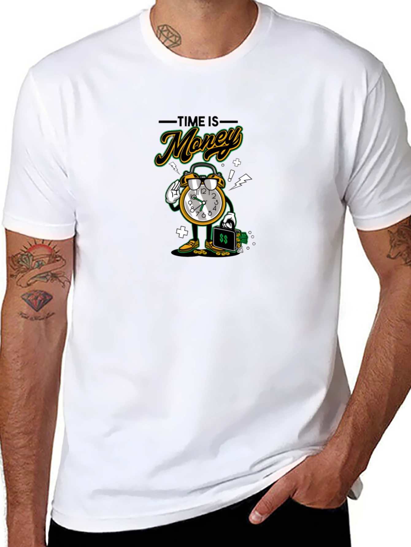 Time is Money Graphic Black T-Shirt