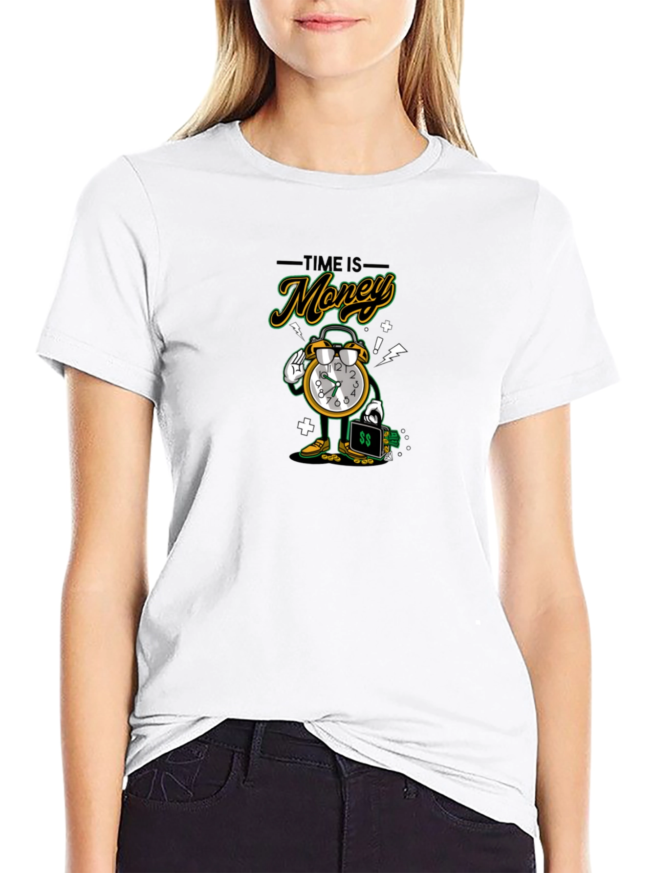Time is Money Graphic Black T-Shirt