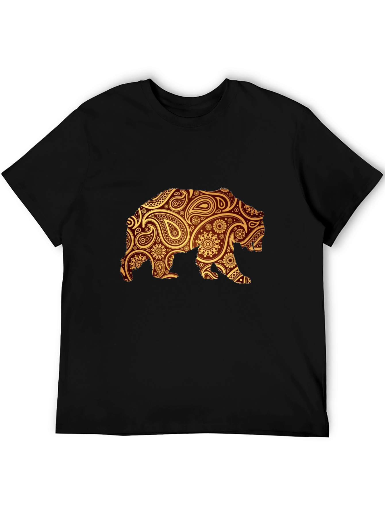 Paisley Bear Graphic Black T-Shirt